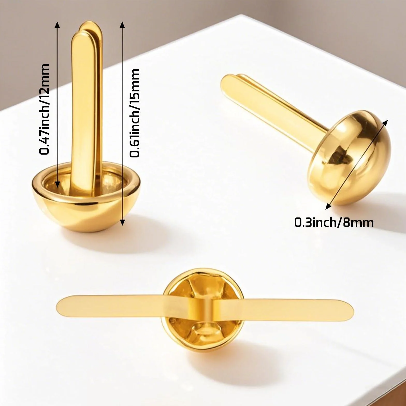 Fermacampioni in Metallo Dorato 300 Pezzi, Clip a Treccia per Carta, Doppio Piede a Testa Rotonda per Scrapbooking
