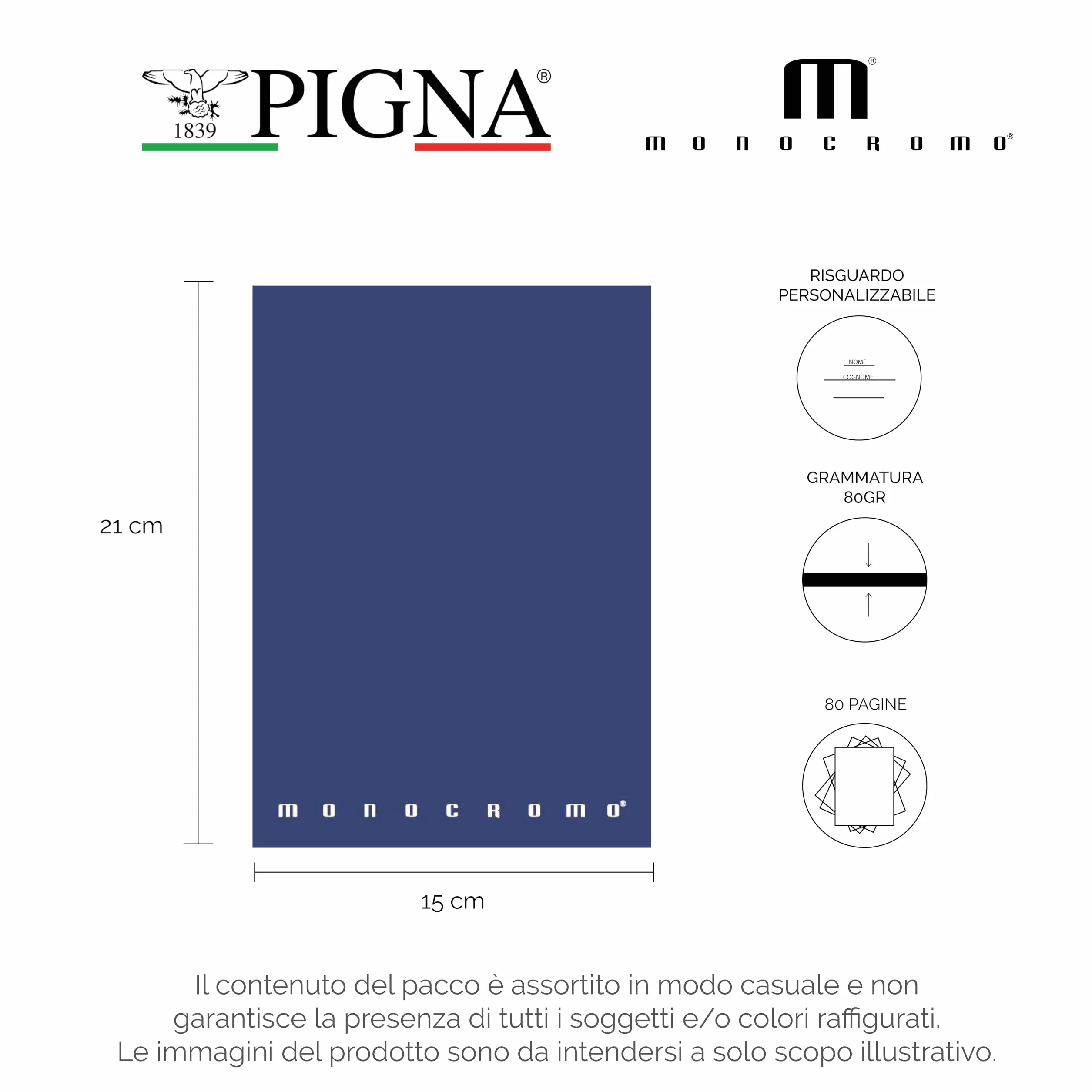 Pigna Quaderni Monocromo Assortiti A5 80 g/m² 10 unità 40 fogli
