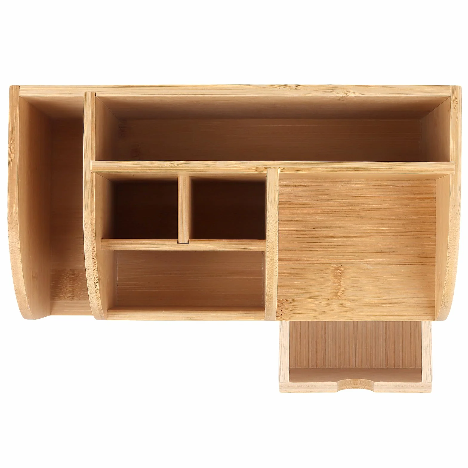 Organizzatore da Scrivania in Legno Naturale, 26 x 15 x 14 cm, Portapenne e Portaoggetti per Ufficio e Casa