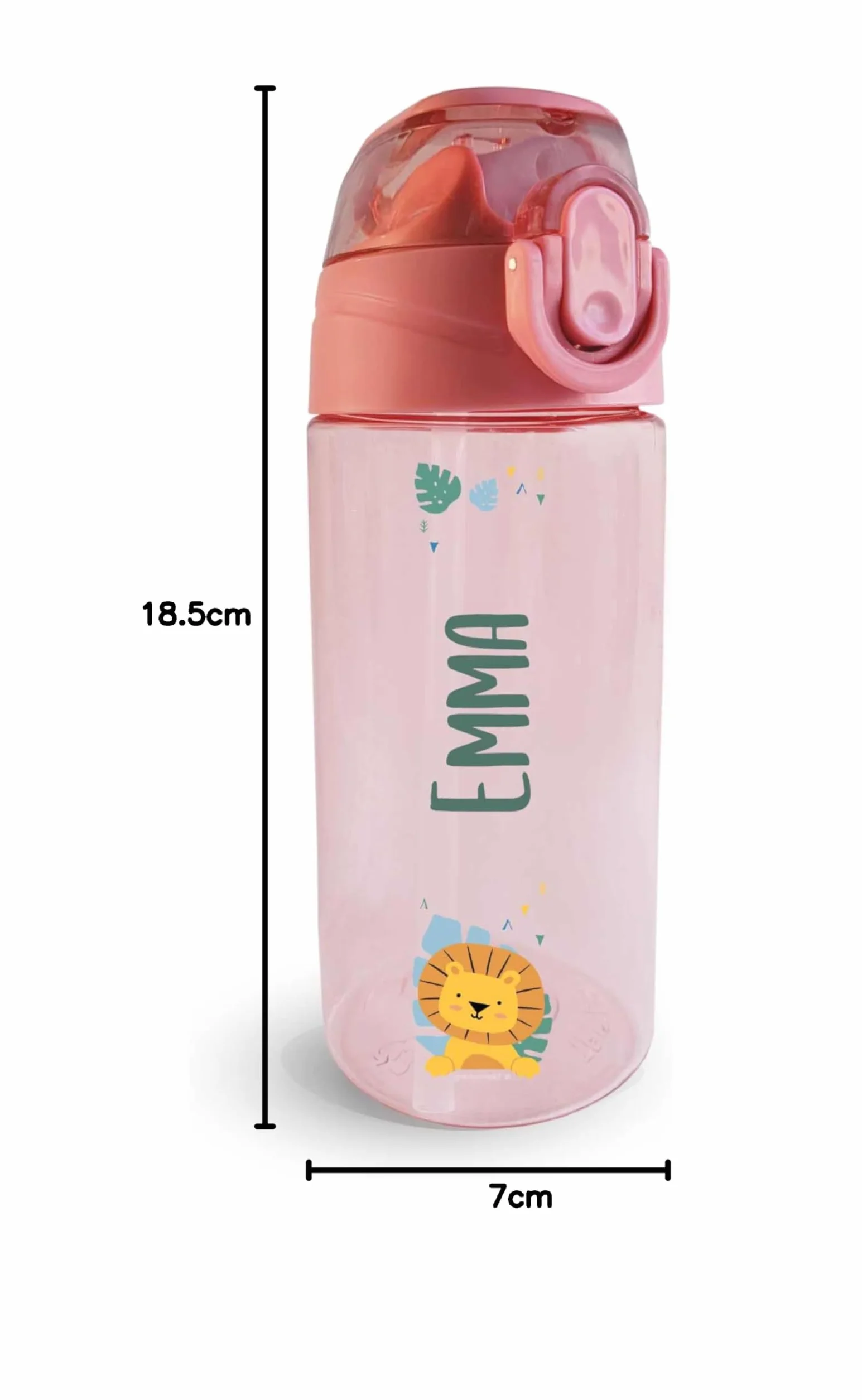 Borraccia Personalizzata per Bambini 450 ml Rosa Antico Senza BPA Lavabile in Lavastoviglie