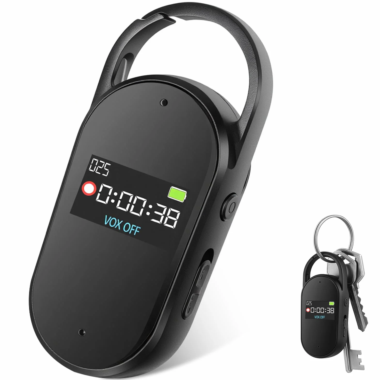 64GB Registratore Vocale - PortatileMini Registratore Audio Digitale Professionale Con Attivazione Vocale e MP3, Design a Portachiavi, AGC Riduzione del rumore, Lezioni, Riunioni, S29 (Black)