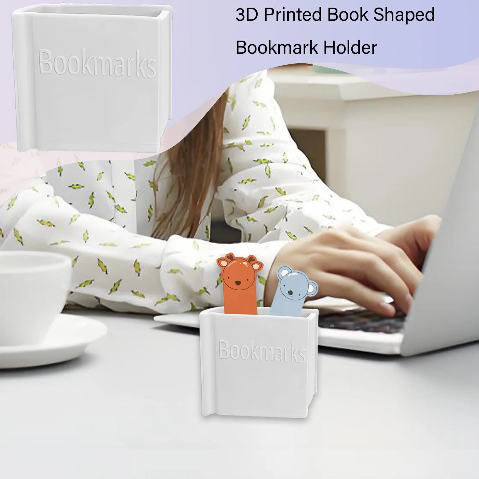 Espositore per Segnalibri Porta Pennelli da Scrivania Stampa 3D a Forma di Libro