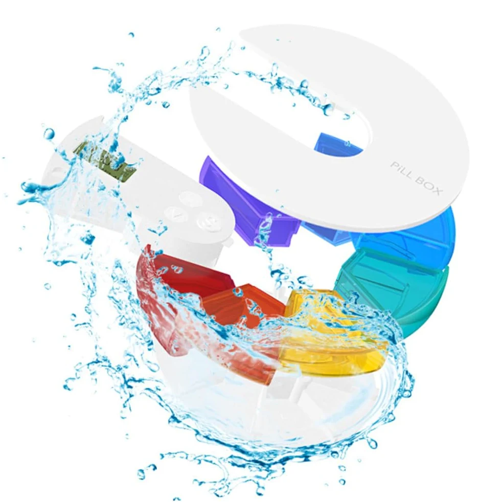 Portapillole Settimanale 7 Scomparti Elettronico con Timer | Abs Pp, Pulsante di Blocco, Promemoria Alimentazione Incluso, Programma Facile da Impostare