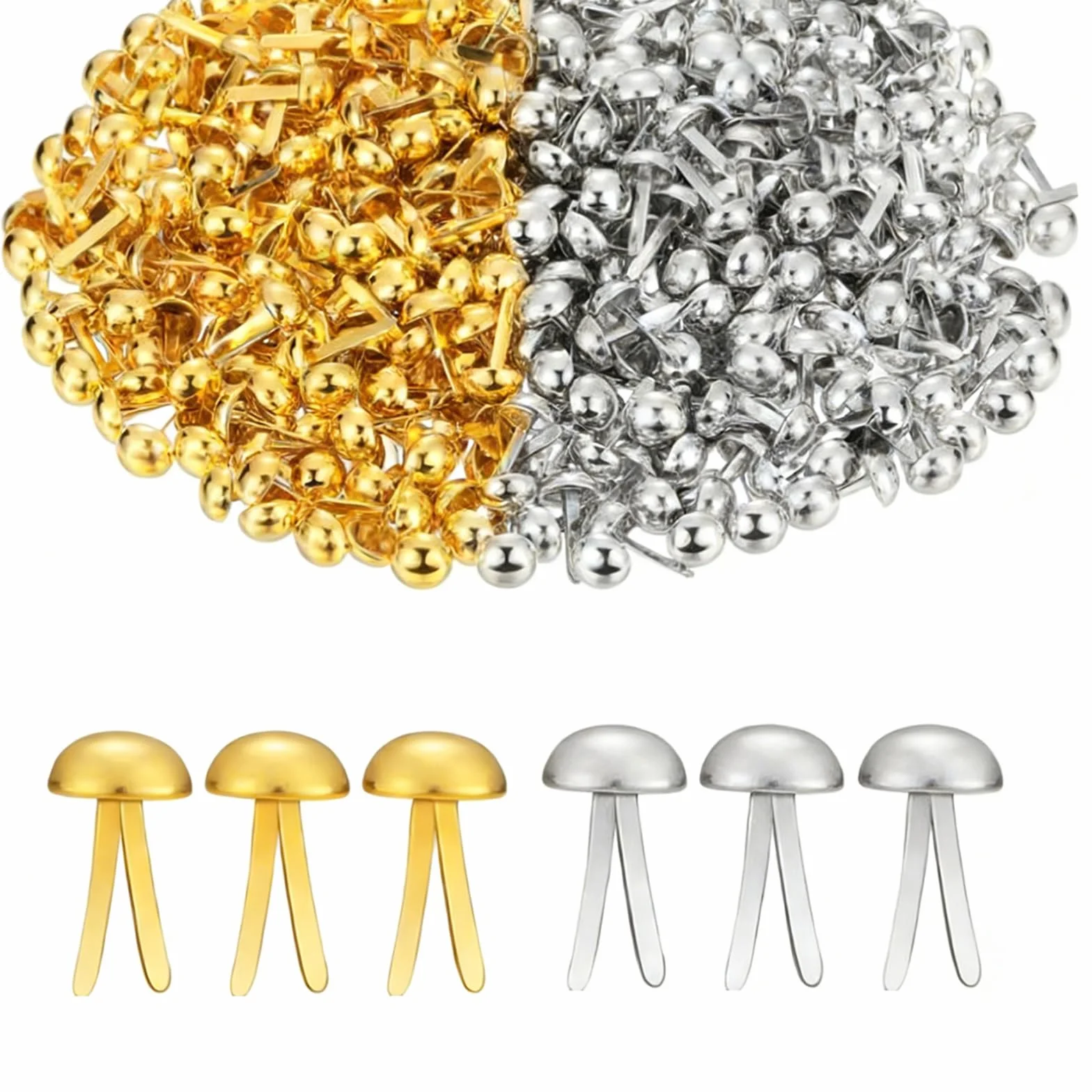 Ferma Campioni Metallici 300 Pezzi 2 Colori Dorato e Argento 2 Pollici 1,7x0,8cm