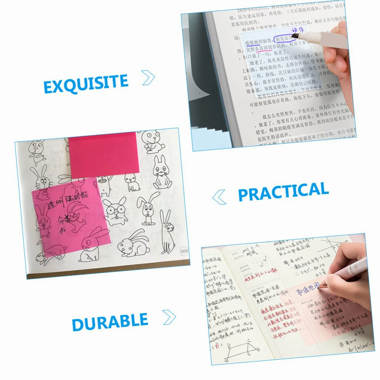 NUOBESTY 24pezzi Foglietti Adesivi Colorati Trasparenti Da Note Adesive Pratiche Per Scuola e Ufficio Utilizzabili Su Superfici Varie Come Muri e Computer Per Archiviazione e Studio