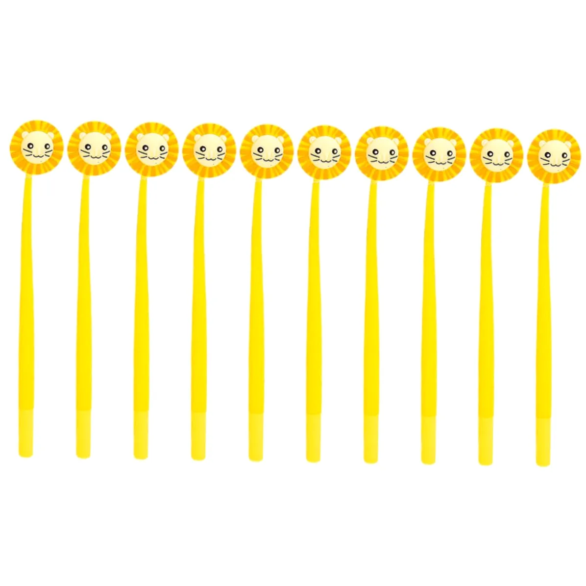 Set 10 Penne Gel a Inchiostro Nero Design Leone, Pennini a Punta Fine Ergonomici per Studenti e Ufficio, Penne da Scrittura Multifunzione per Firma e Cancelleria Creativa