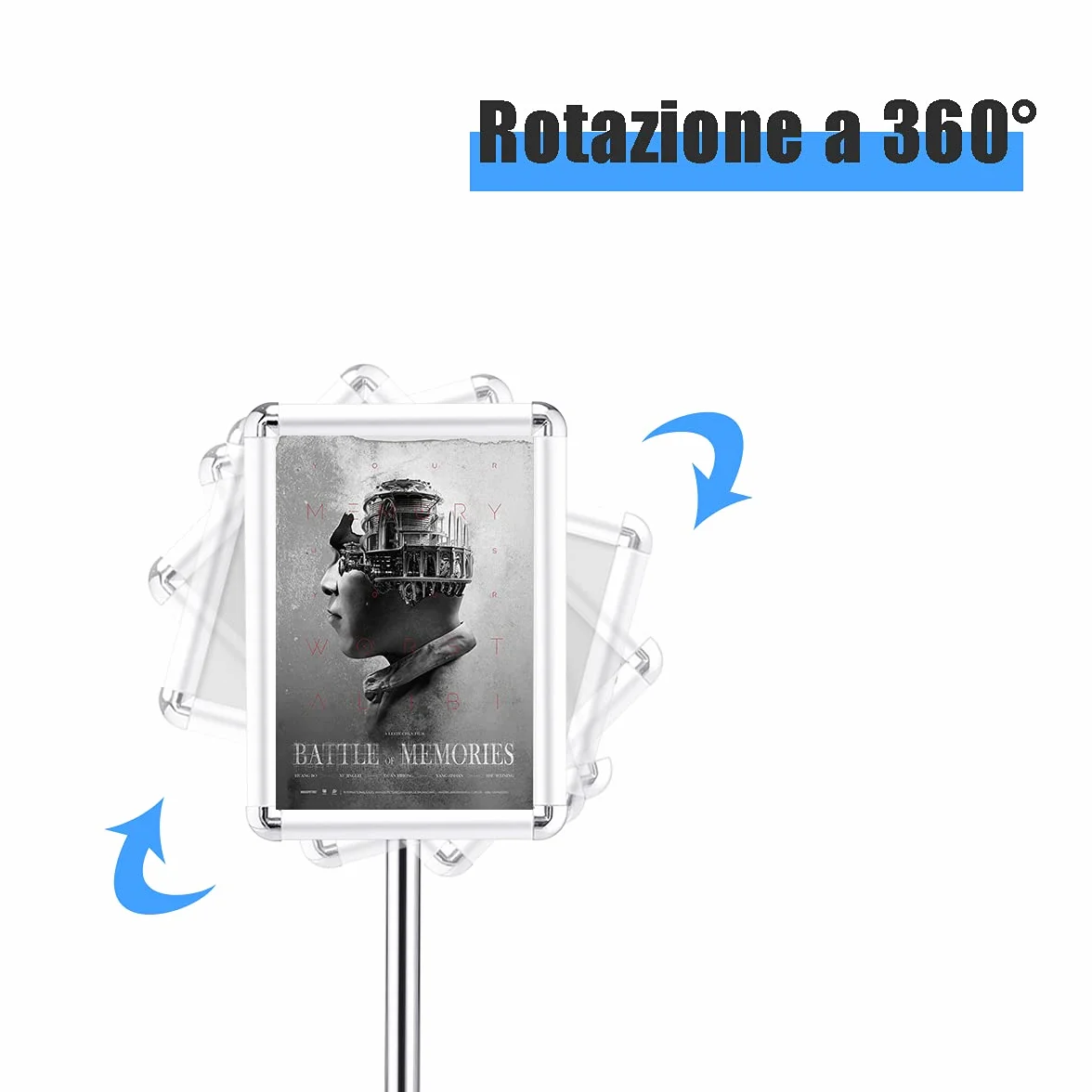 DREAMADE A3 Poster Stand Espositore da Pavimento a Terra Supporto Poster Girevole e Regolabile in Acciaio Inox (medello 2)