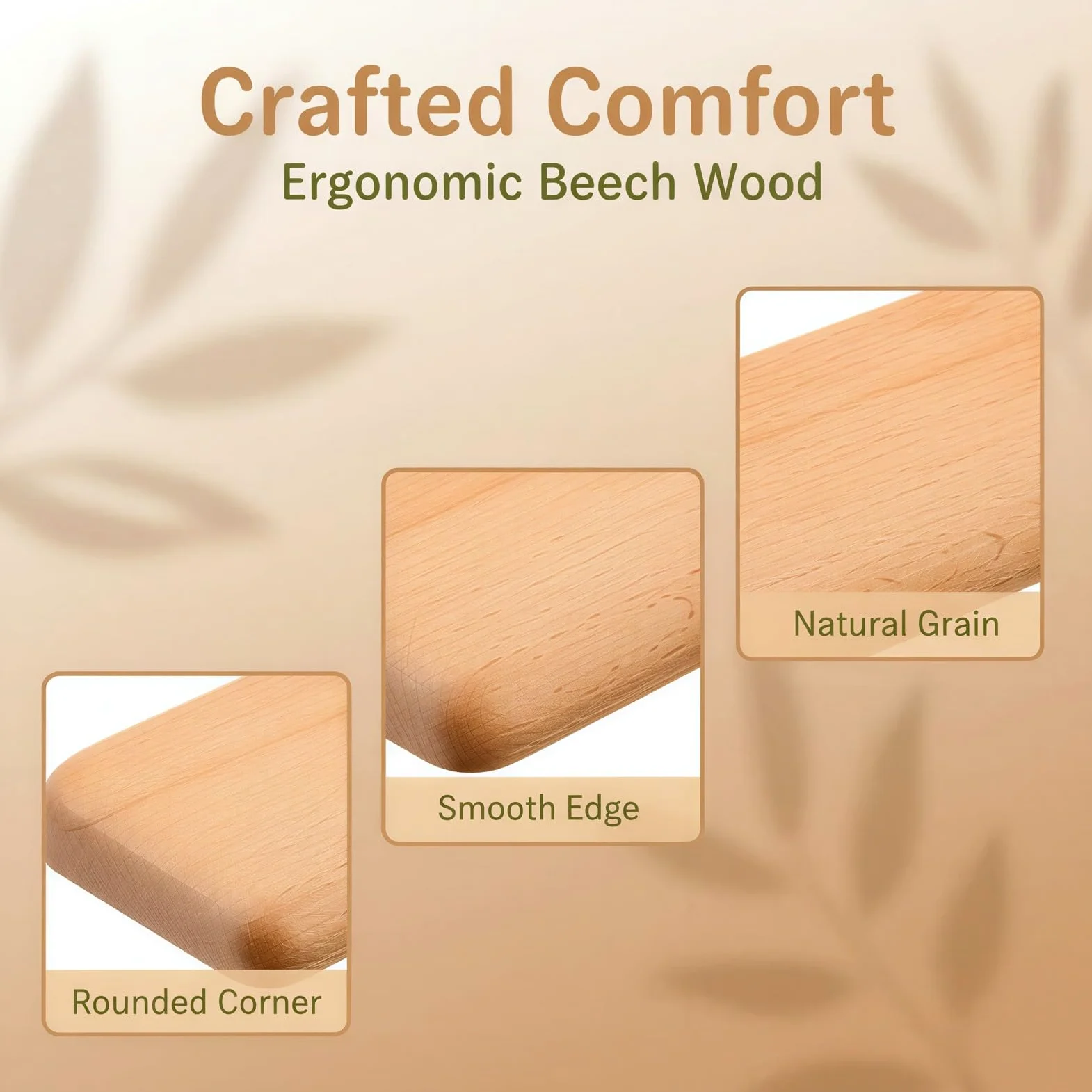 Poggiapolsi ergonomico in legno di faggio (36 cm), ideale per tastiere meccaniche a 87 tasti, antiscivolo e liscio, perfetto per gaming, ufficio e casa, con venature naturali.