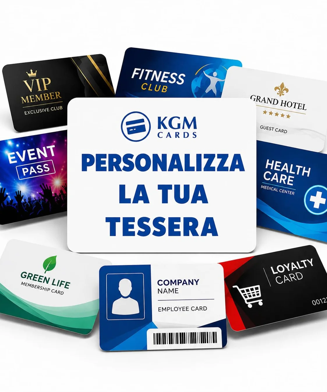 Tessere PVC Personalizzate da 1 a 5000 Pezzi, Card con Foto Logo e Testo, Badge Fronte Retro