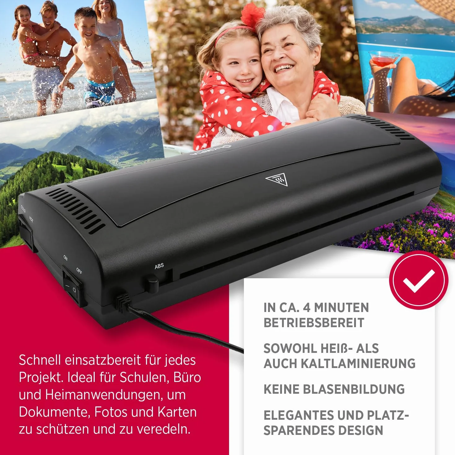 Olympia A 230, set di plastificazione 4 in 1 per A4, 75-125 micron, nero, 3113