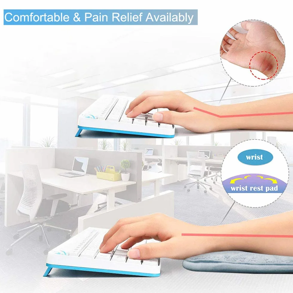 Set di 2 Gomitiere Ergonomiche in Memory Foam per Tastiera e Poggiapolsi