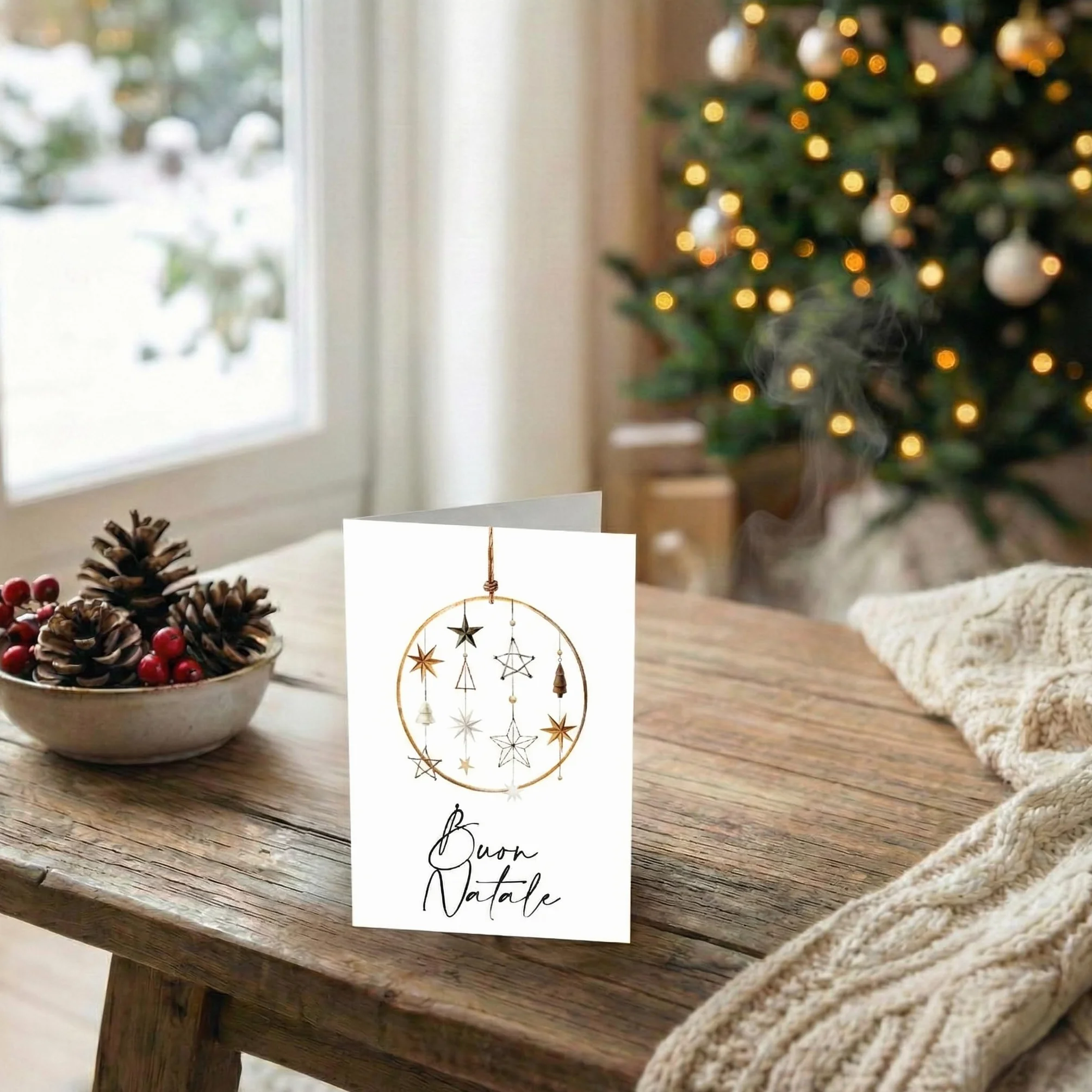 Biglietti natalizi italiani A6 con buste kraft riciclate – Set 30 pezzi