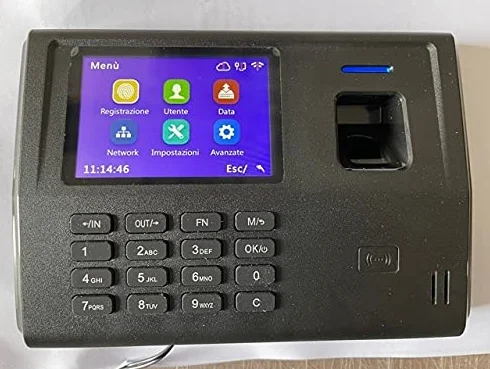 RILEVATORE PRESENZE MARCATEMPO WIFI, 20 BADGE E ISTRUZIONE SOFTWARE IN TELEASSISTENZA PER 4 MESI DEL VALORE DI € 320, IMPRONTA DIGITALE+RFID, WEBSERVER, SOFTWARE ITALIANO. VENDUTO DA AZIENDA ITALIANA