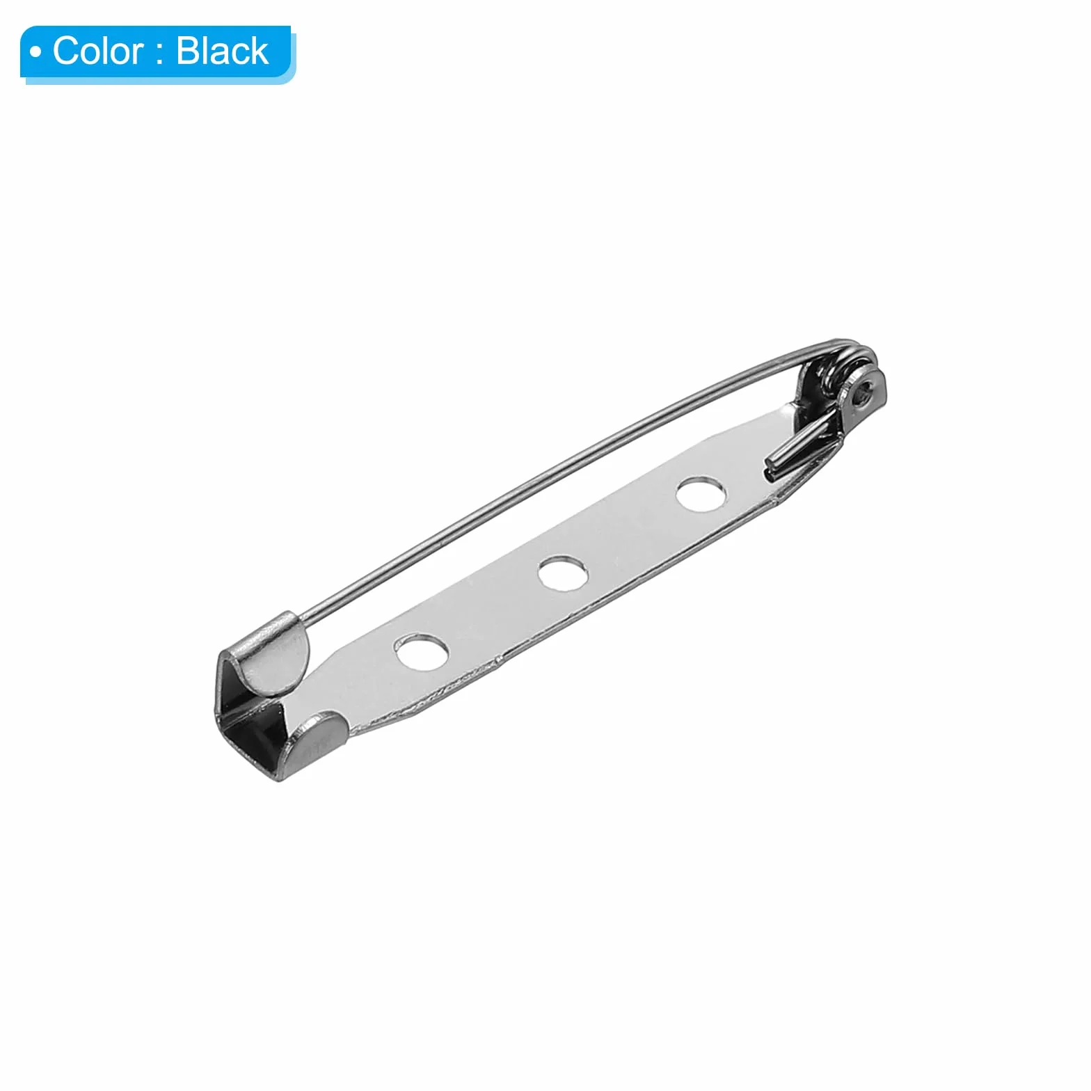 PATIKIL 40mm Spilli per Badge a Barretta con Schienale Piatto, Nero, 50 Pezzi