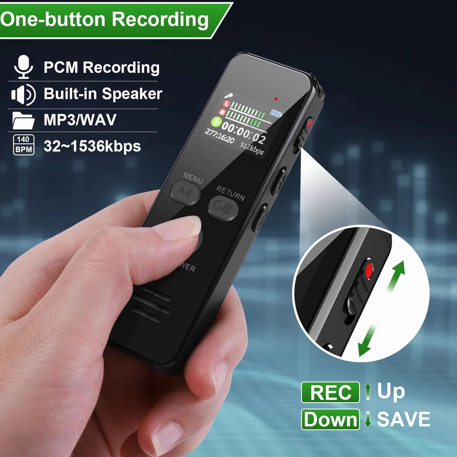60ORE Registratore Vocale, 64GB Custodia in Metallo, con Attivazione Vocale e Password, USB C Registrazione Audio per Conferenze Riunioni Colloqui Classe