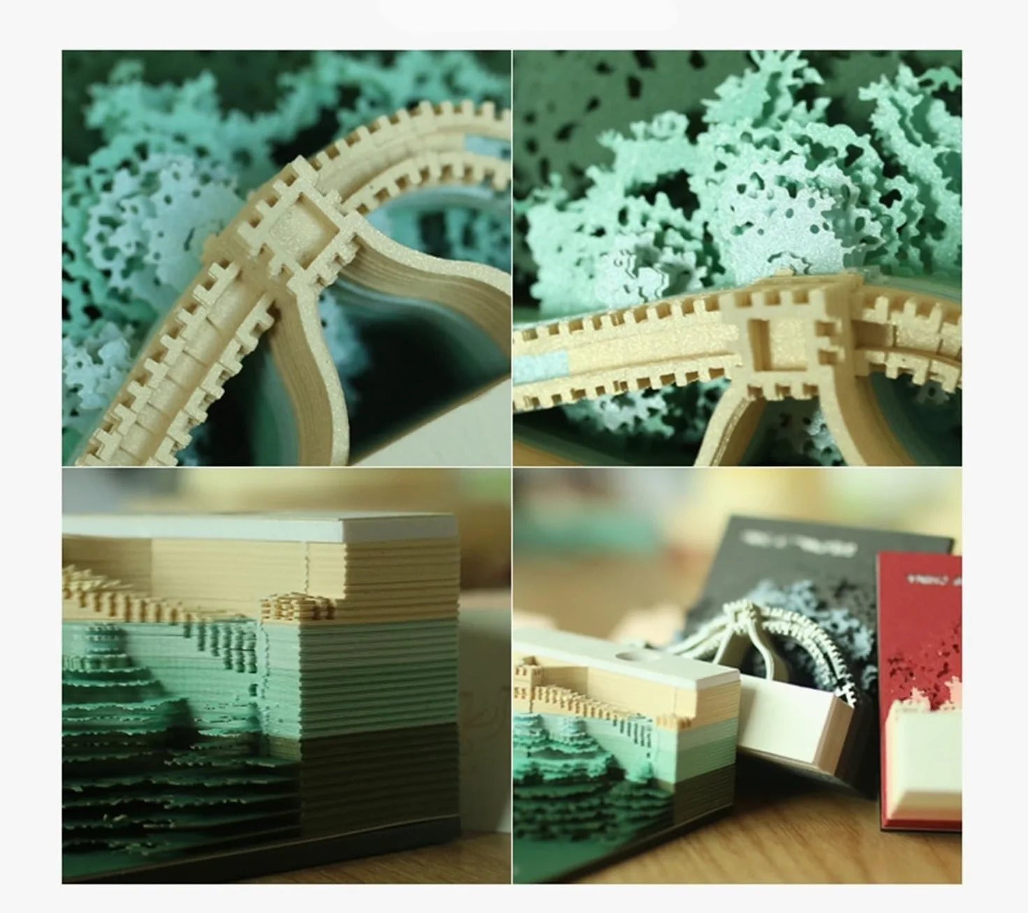 Blocco note autoadesivo 3D Blocco note La Grande Muraglia, Blocco note da 130 fogli, Blocco note artistico 3D, Blocco note 3D for regali for bambini/amanti/amici/moglie/studente (Rosso) (Color : Blac