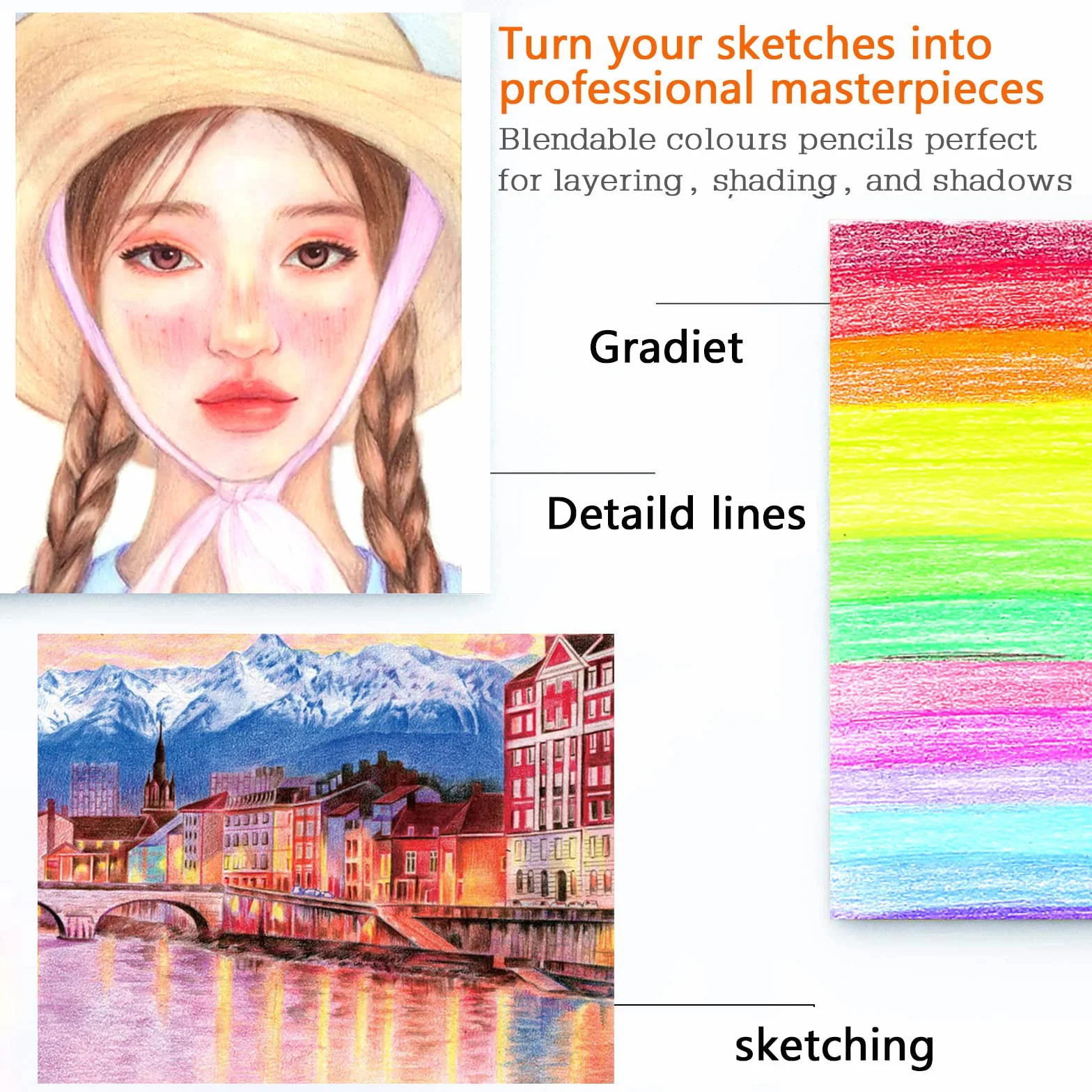 Efimeso 100 Matite Colorate Professionali con Custodia Nera per Disegno e Schizzi