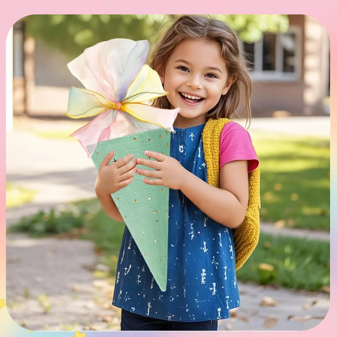 EIHI 2 Pezzi Coni portaconfetti, Coni per Confetti, Sacchetto Regalo per Scuola (Blu + Verde)