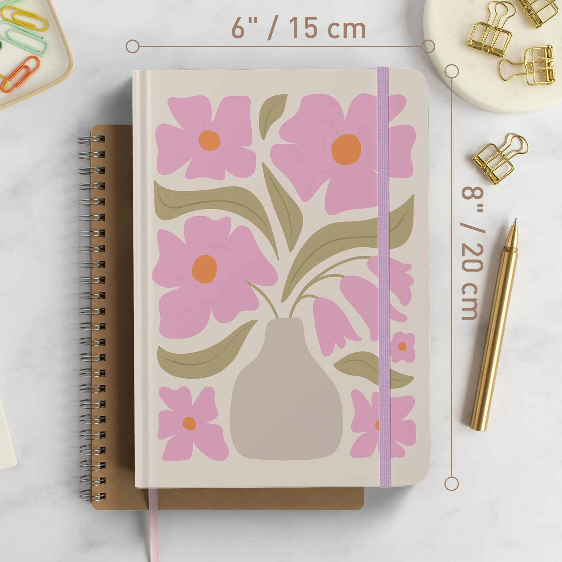 Rileys & Co Taccuino Rigido 8x6 Pollici 240 Pagine a Righe Floreale