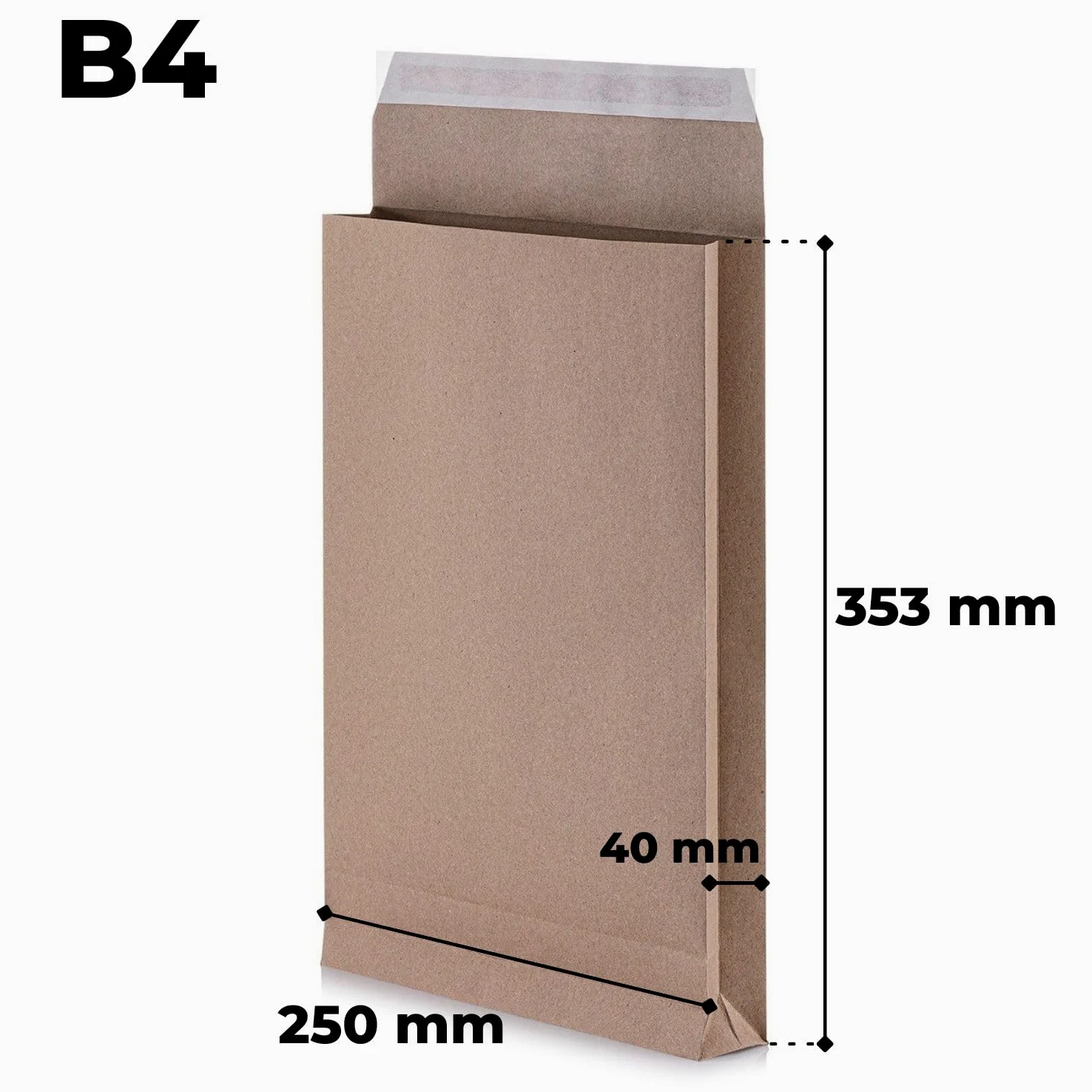 250 Buste a Soffietto B4 (250x353x40 mm) Marroni - Buste a Sacco Kraft 120g con Fondo Quadro per Spedizioni e Ufficio - Chiusura Autoadesiva senza Finestra
