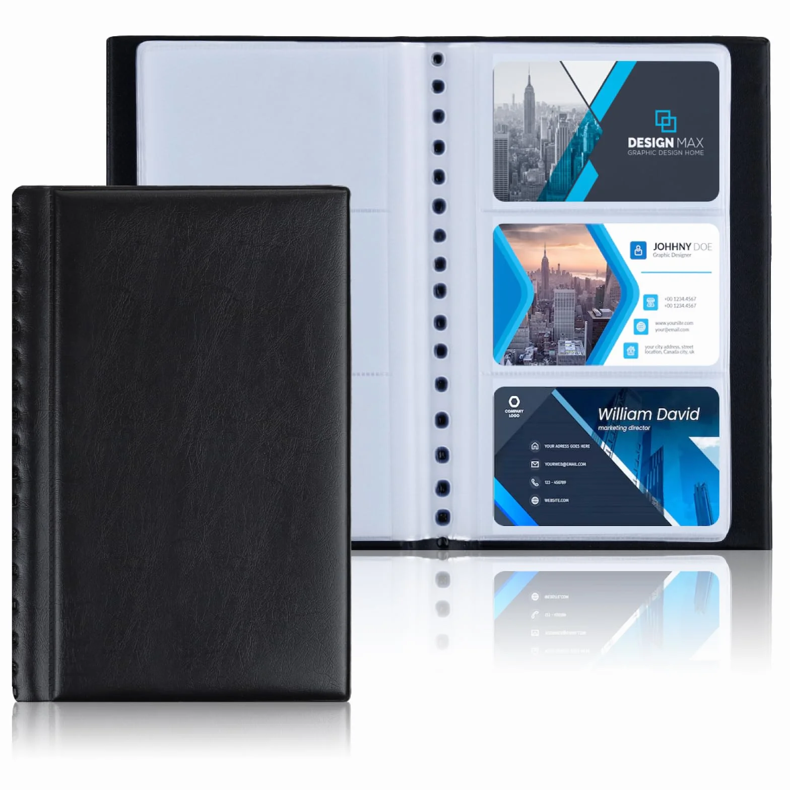 Zacro Porta Biglietti da Visita in PVC 240 Carte Portafoglio Porta Carte di Credito Nero