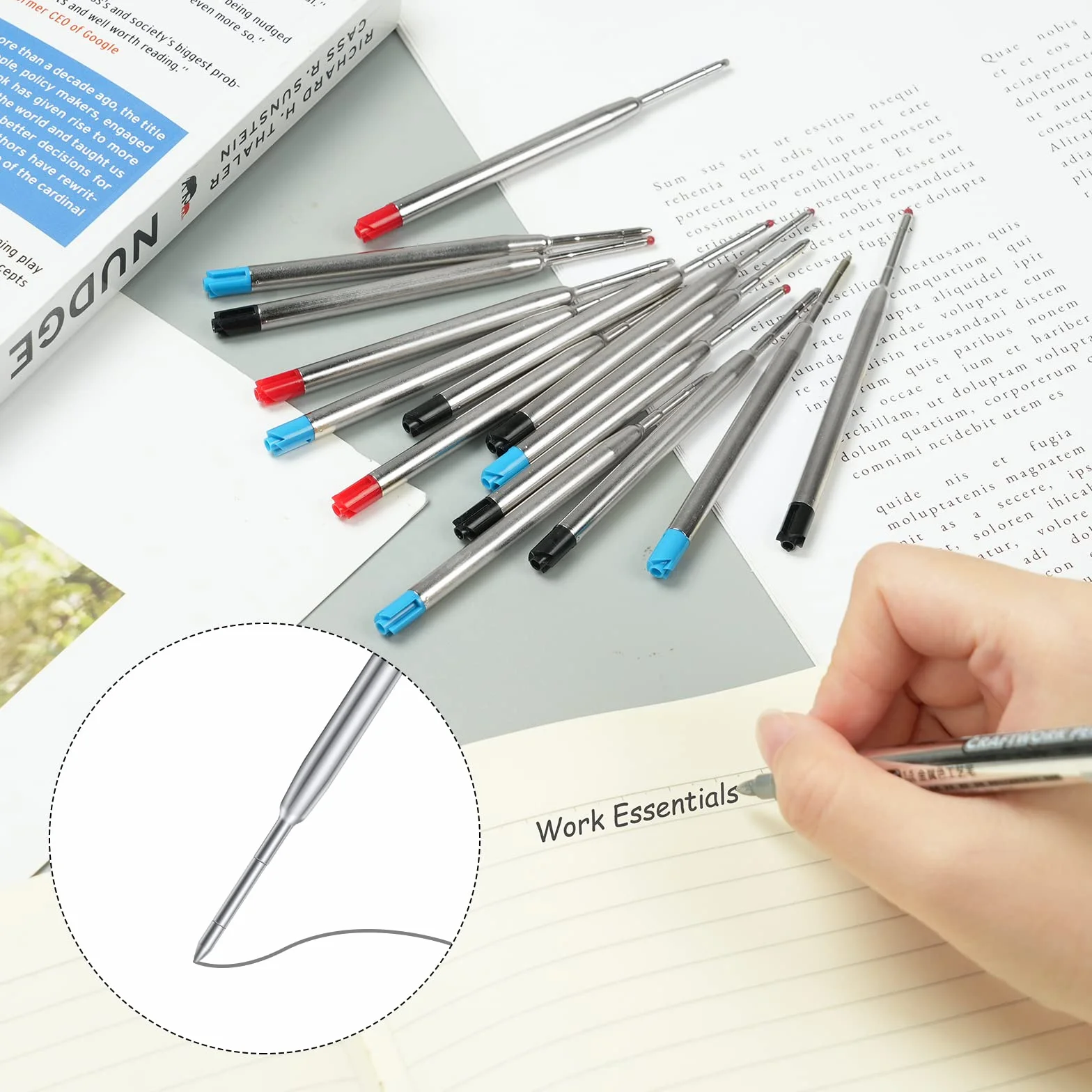 OFFCUP Ricariche per Penna a Sfera 20Pcs, Set Ricariche Inchiostro Compatibili con Montblanc, Nero