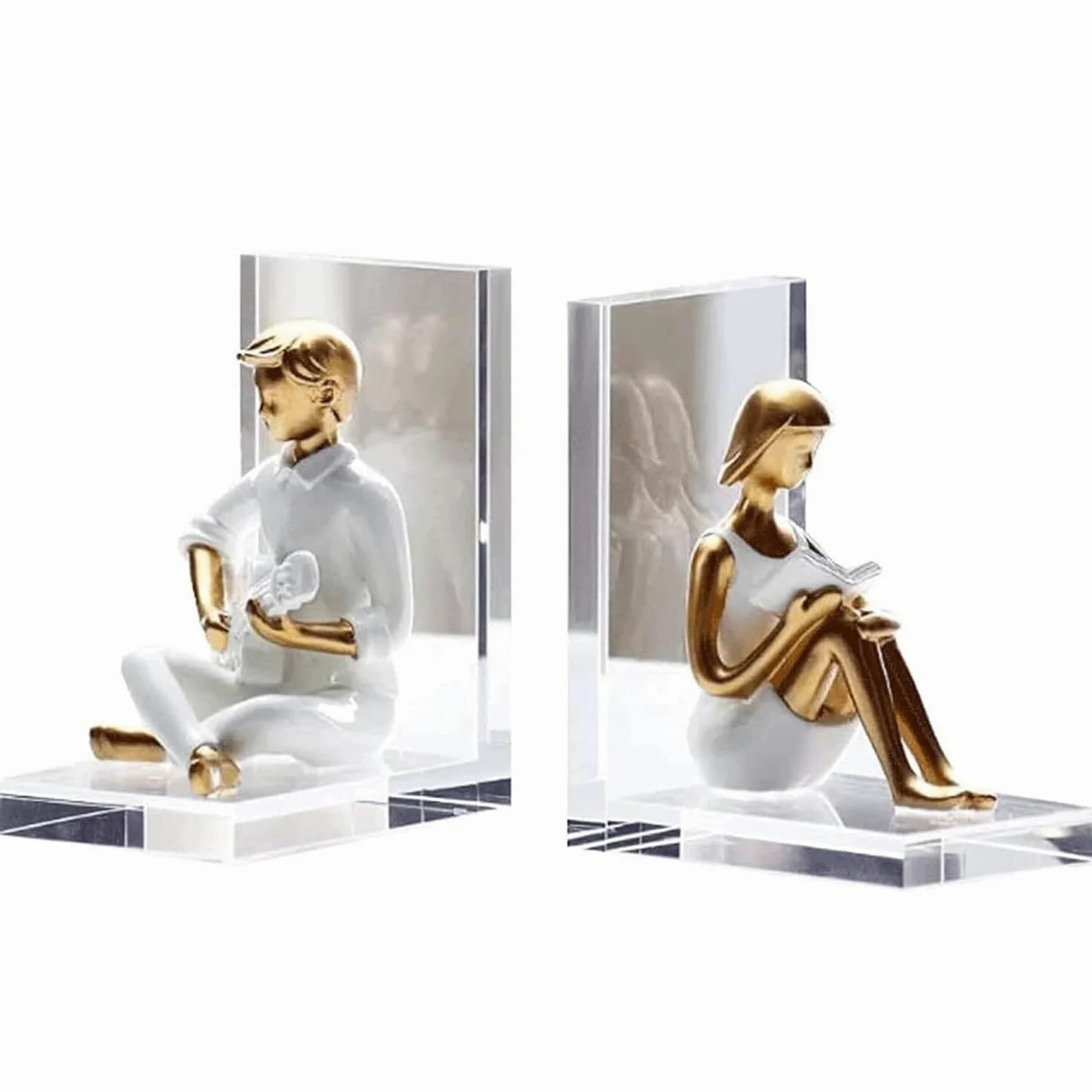 Reggi Libri, Fermalibri 1 paio di fermalibri in resina, in acrilico, trasparenti e resistenti, decorativi per ufficio, film Ufficio Casa Scrivania