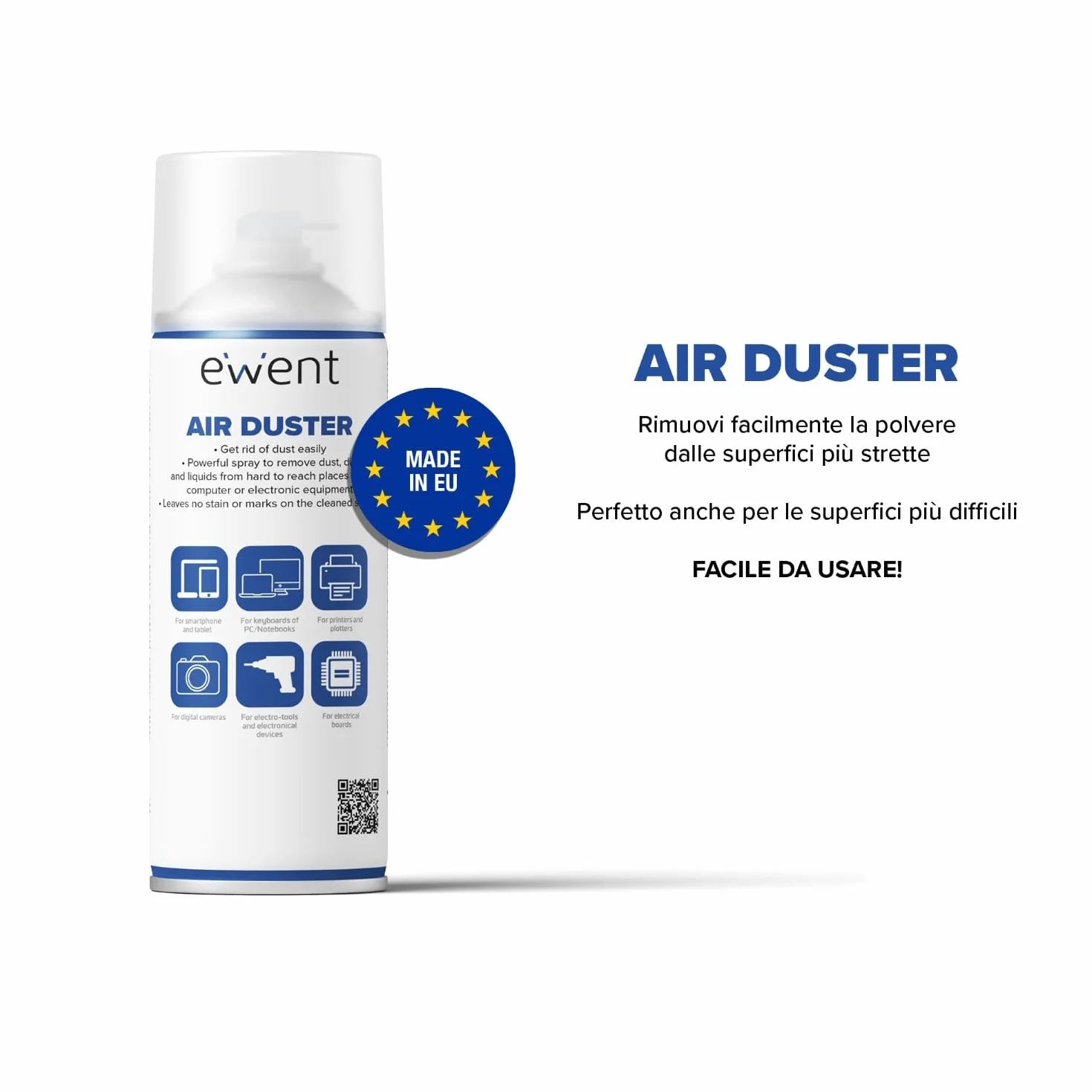 Ewent Spray aria compressa 400 ml con cannuccia lunga per pulizia tastiere computer