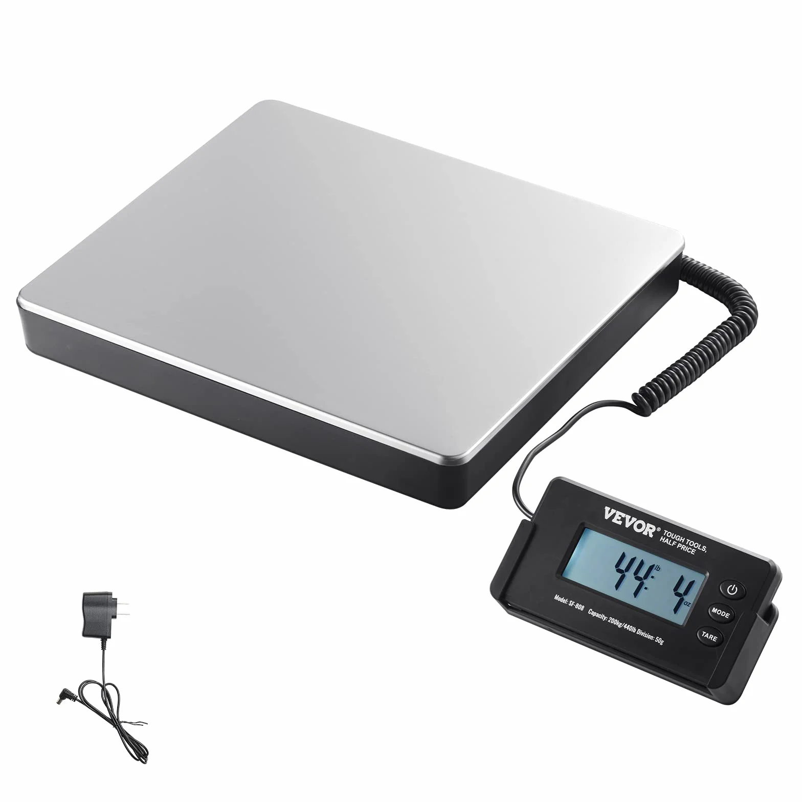 VEVOR Bilancia Digitale Pesa Pacchi Postali Commerciale ABS, 150 g-200 kg, 309 x 262 x 45 mm, Schermo LCD Tara