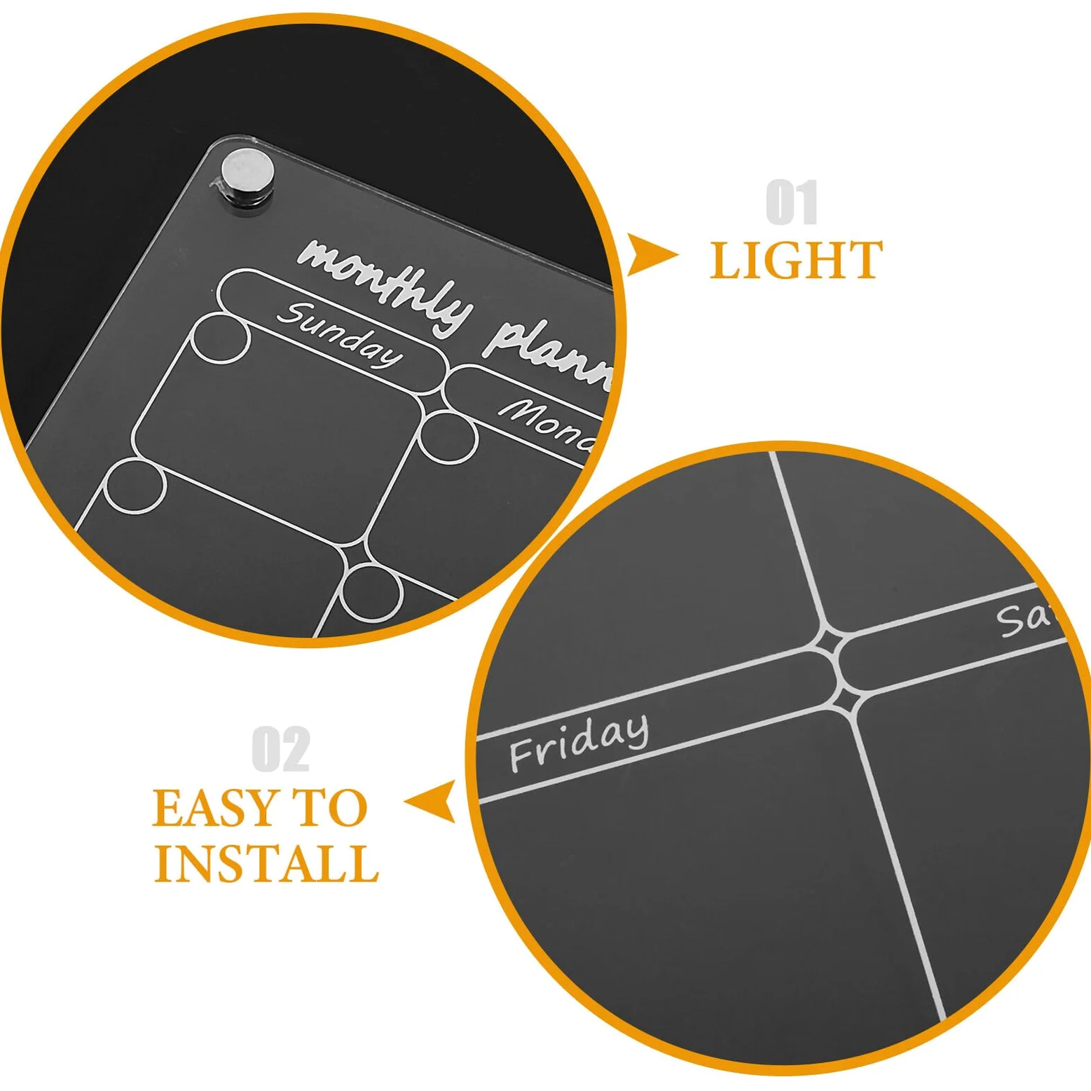Calendario Magnetico Mensile e Settimanale Trasparente per Frigorifero Lavagna Meal Planner Cancellabile Secco con Magneti Resistenti Set Completo per Organizzare Programmi e Pasti