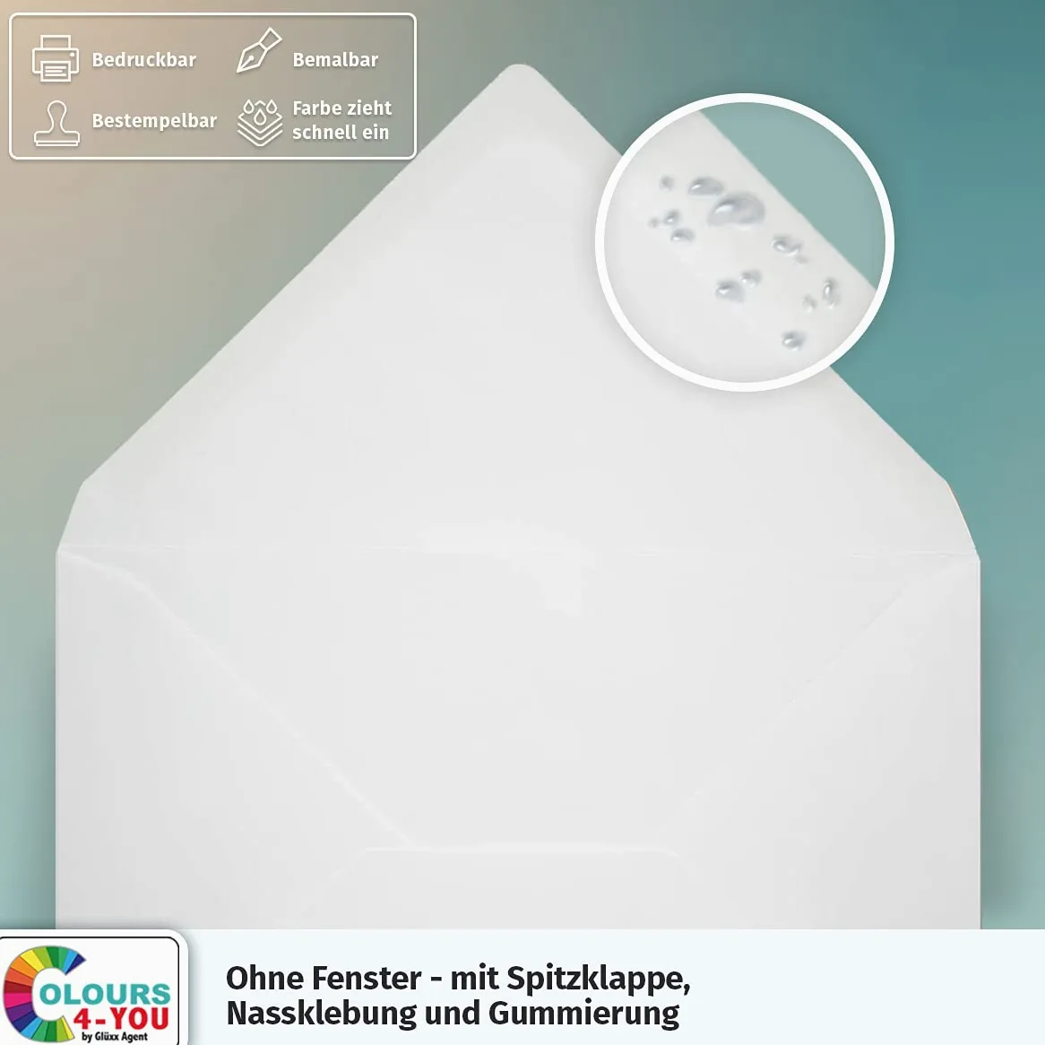 1000 buste formato DIN C6 bianco, 11,4 x 16,2 cm, buste con colla da 100 g/m² con chiusura a punta, buste senza finestra, colore: 4-you