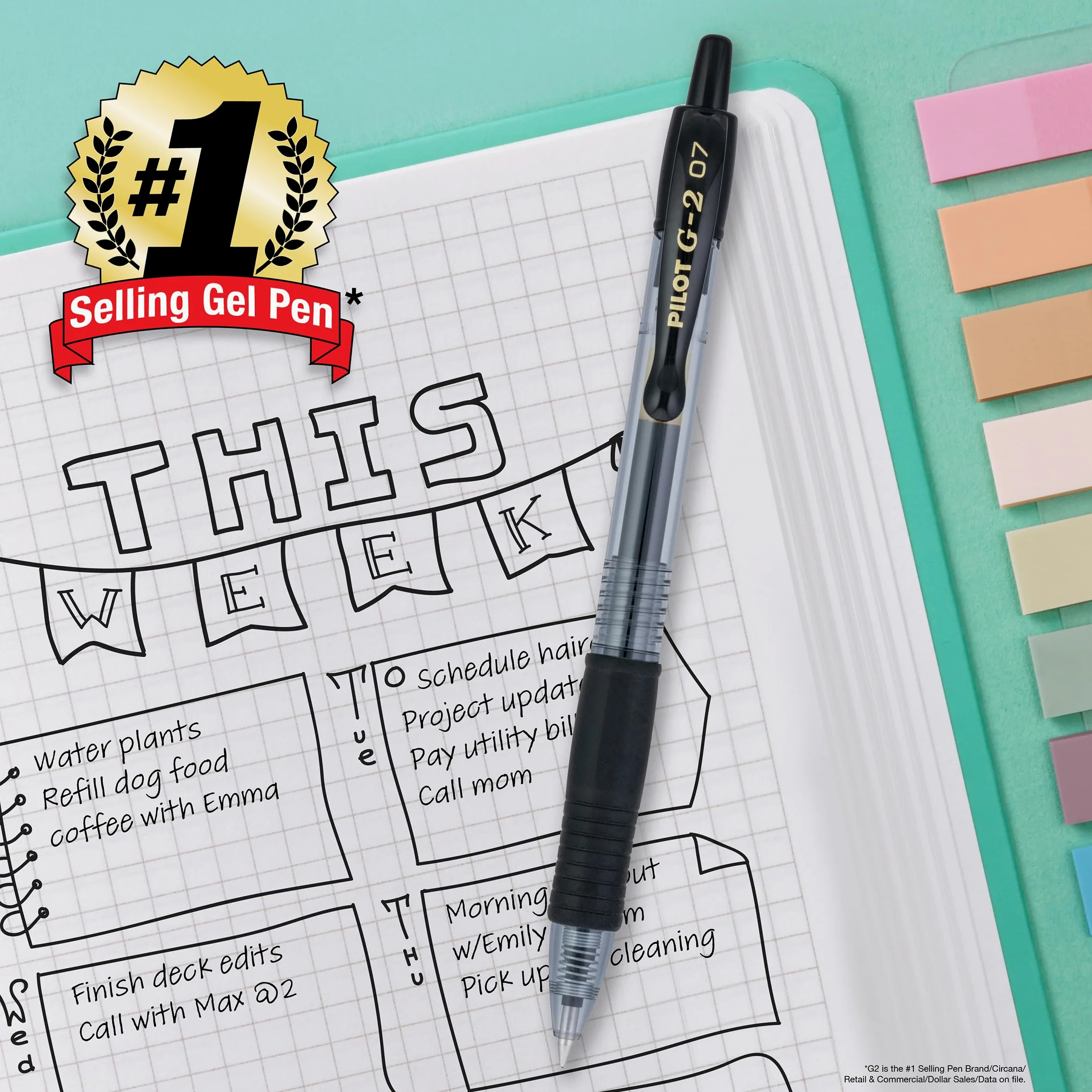 Pilot G2 Premium - Penne a sfera ricaricabili e retrattili, punta fine da 0,7 mm, colori assortiti, confezione da 10
