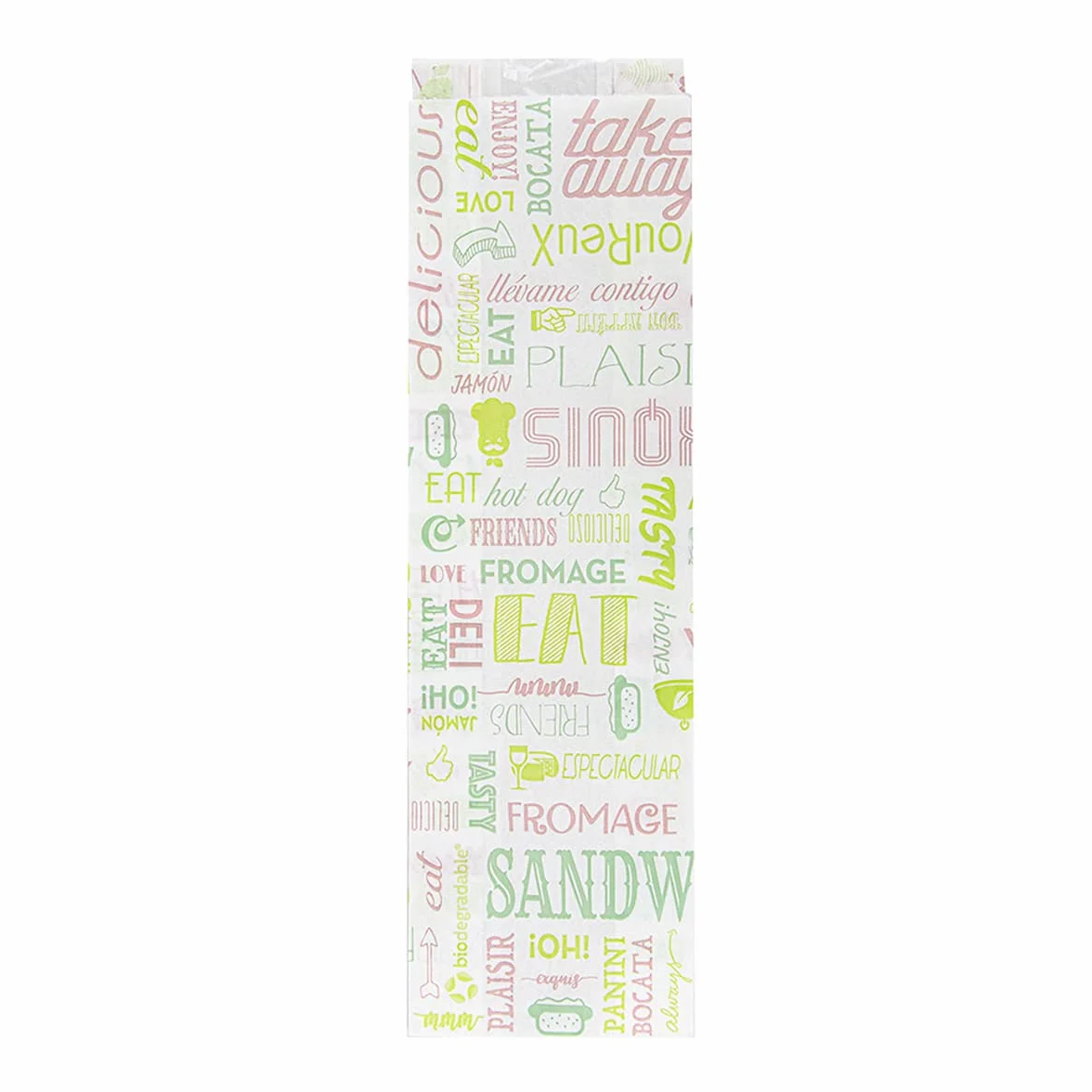 Sacchetti Baguette con finestra Eco 32 G/M2 9+4,5X30 cm Bianco Perg. Antigrasso 250 pezzi