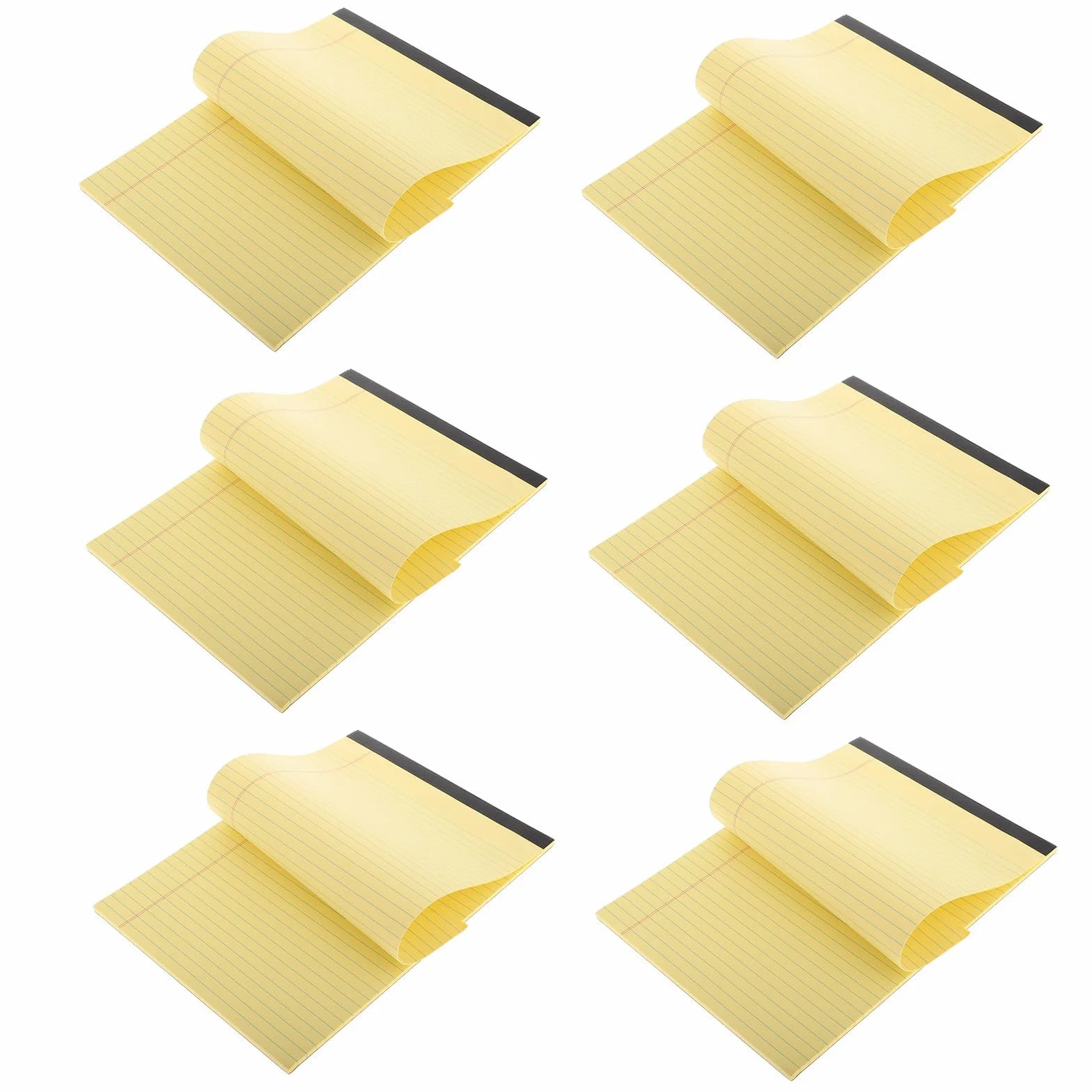 Blocco Note Giallo A4 in Polpa di Legno 6 Pezzi con Pagine a Righe e Layout Sezionato per Uso Quotidiano, Appunti e Scuola