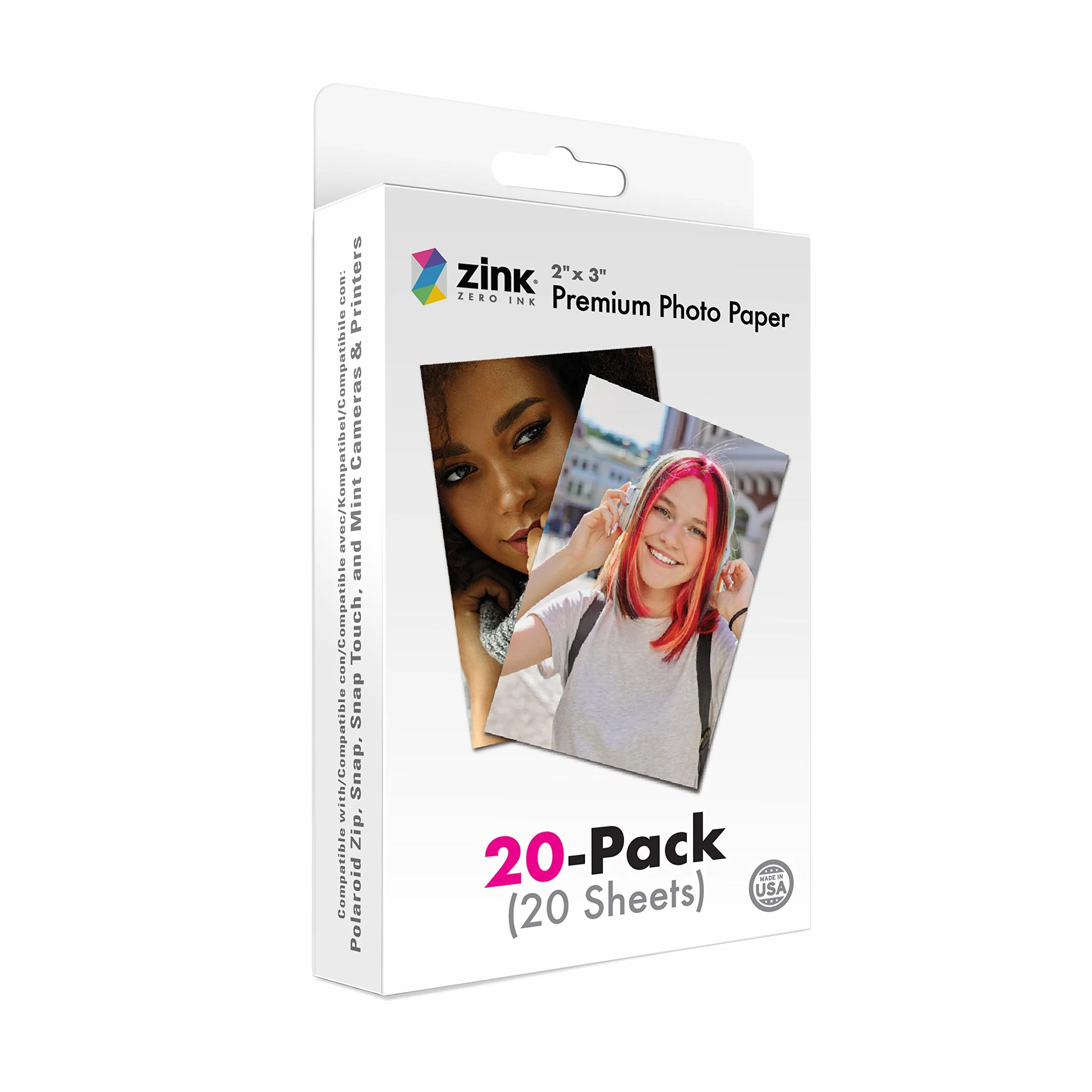 Zink ZINKPZ2X320 Carta fotografica istantanea 5,1 x 7,6 cm 20 Pack compatibile Polaroid Snap Snap Touch Zip Mint