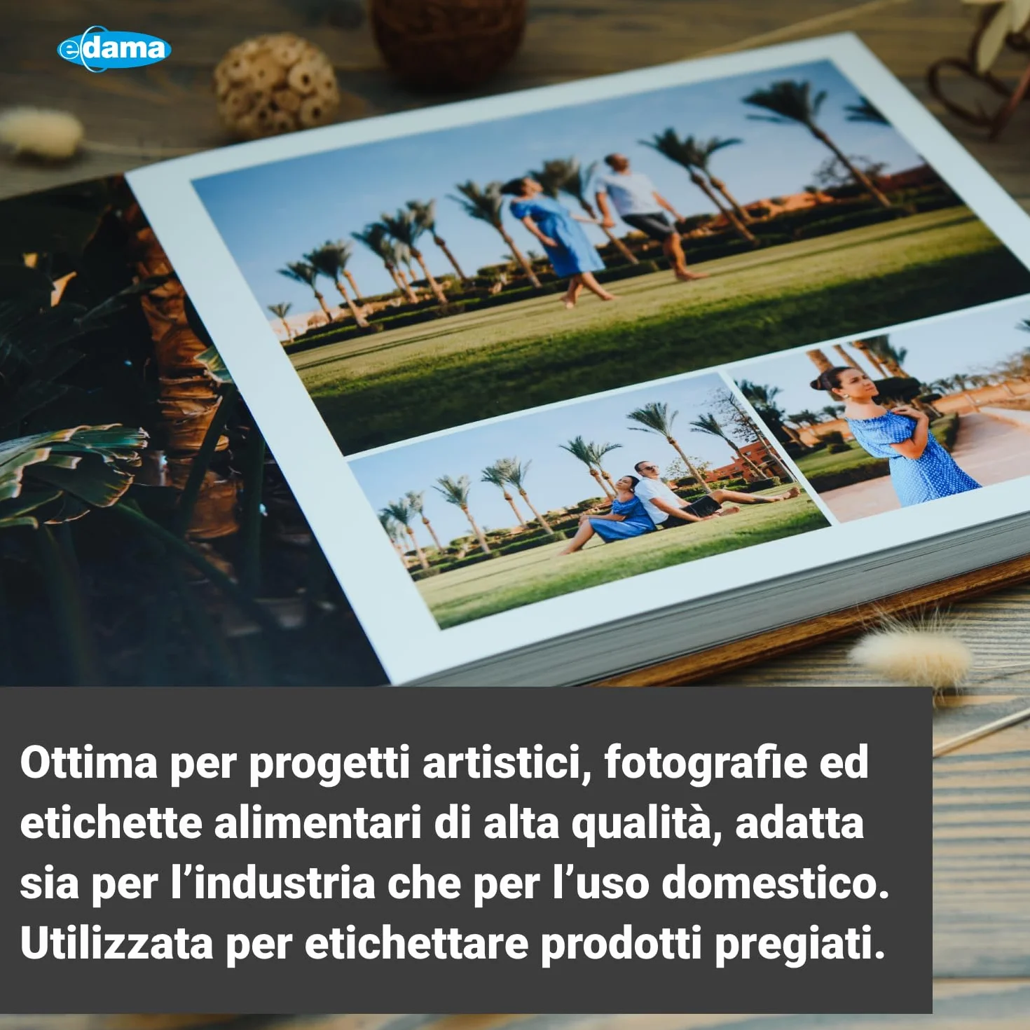 e-dama 50 Fogli Adesivi Stampabili A3 (297 x 420 mm), Carta Fotografica Adesiva Opaca per Stampa Inkjet, Bianco