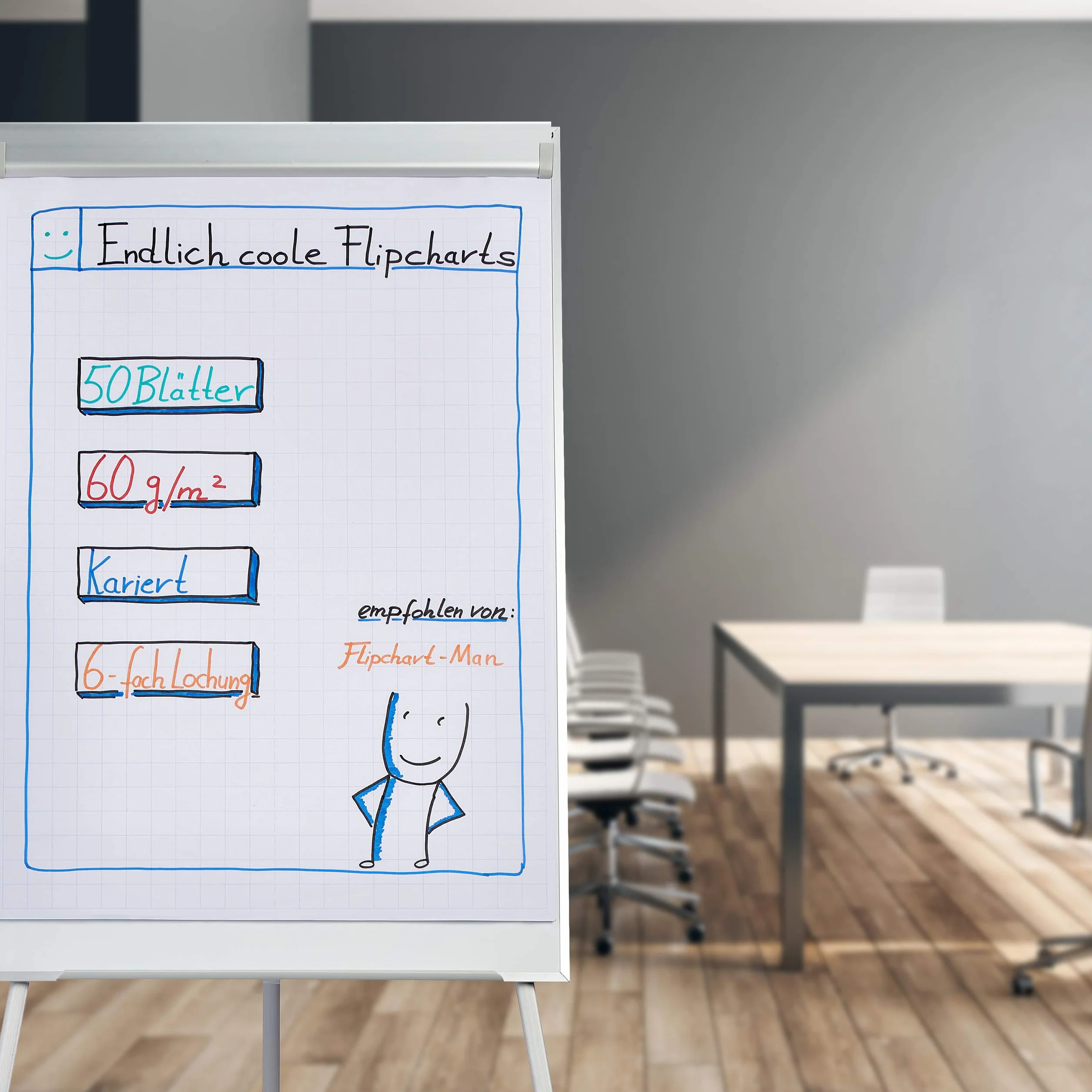 Relaxdays Blocco per Lavagna 50 Fogli a Quadri Carta per Cavalletto Flip Chart 60 g/m² 57,5 x 81 cm Bianco