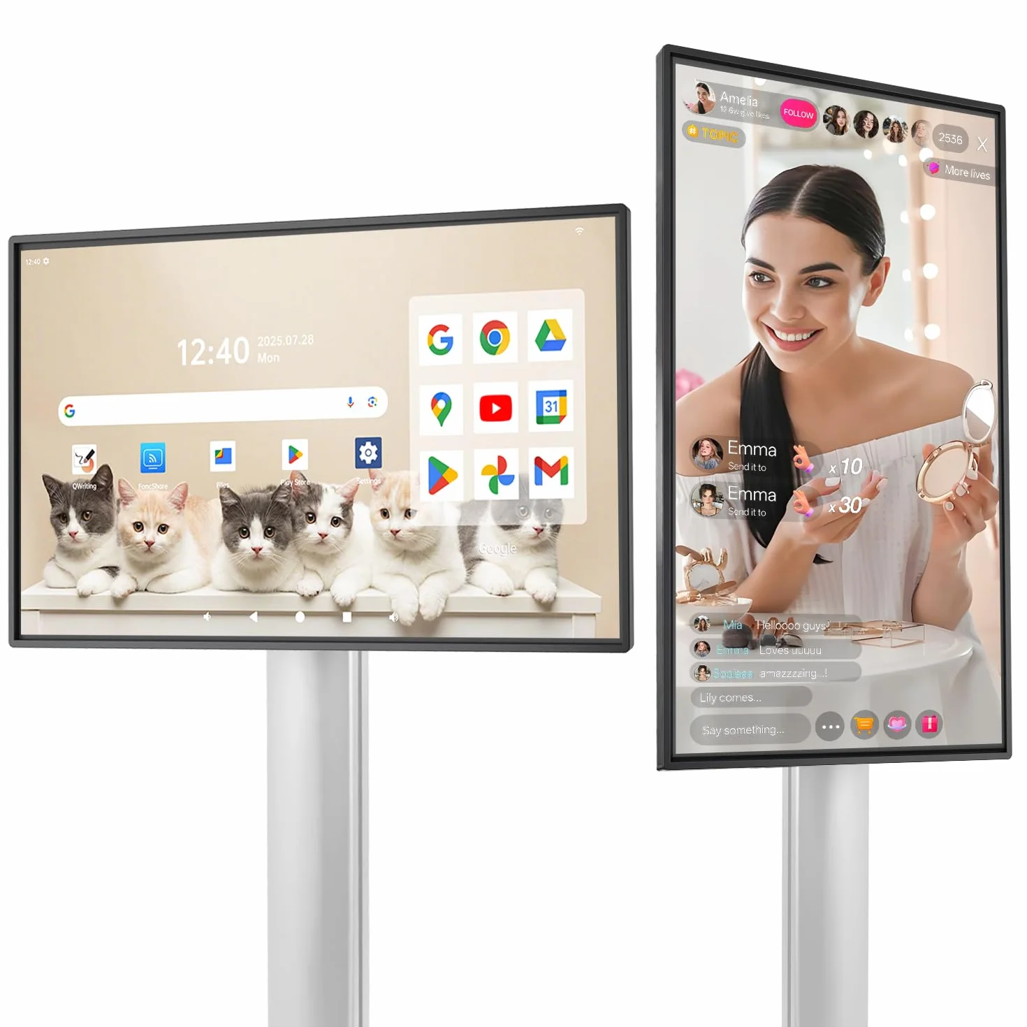 JAV Lavagna Interattiva 43 Pollici Smart Board Certificazione Google EDLA Ruotabile Monitor Intelligente 8+128GB Lavagna Digitale Elettronica per Ufficio Aula Live Streaming (Staffa Parete Inclusa)