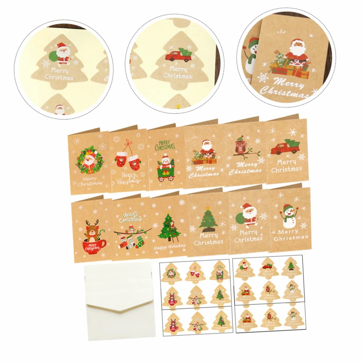 120sets Biglietti Natalizi Decorativi Buste e Adesivi Classici Biglietti Per Design Per e