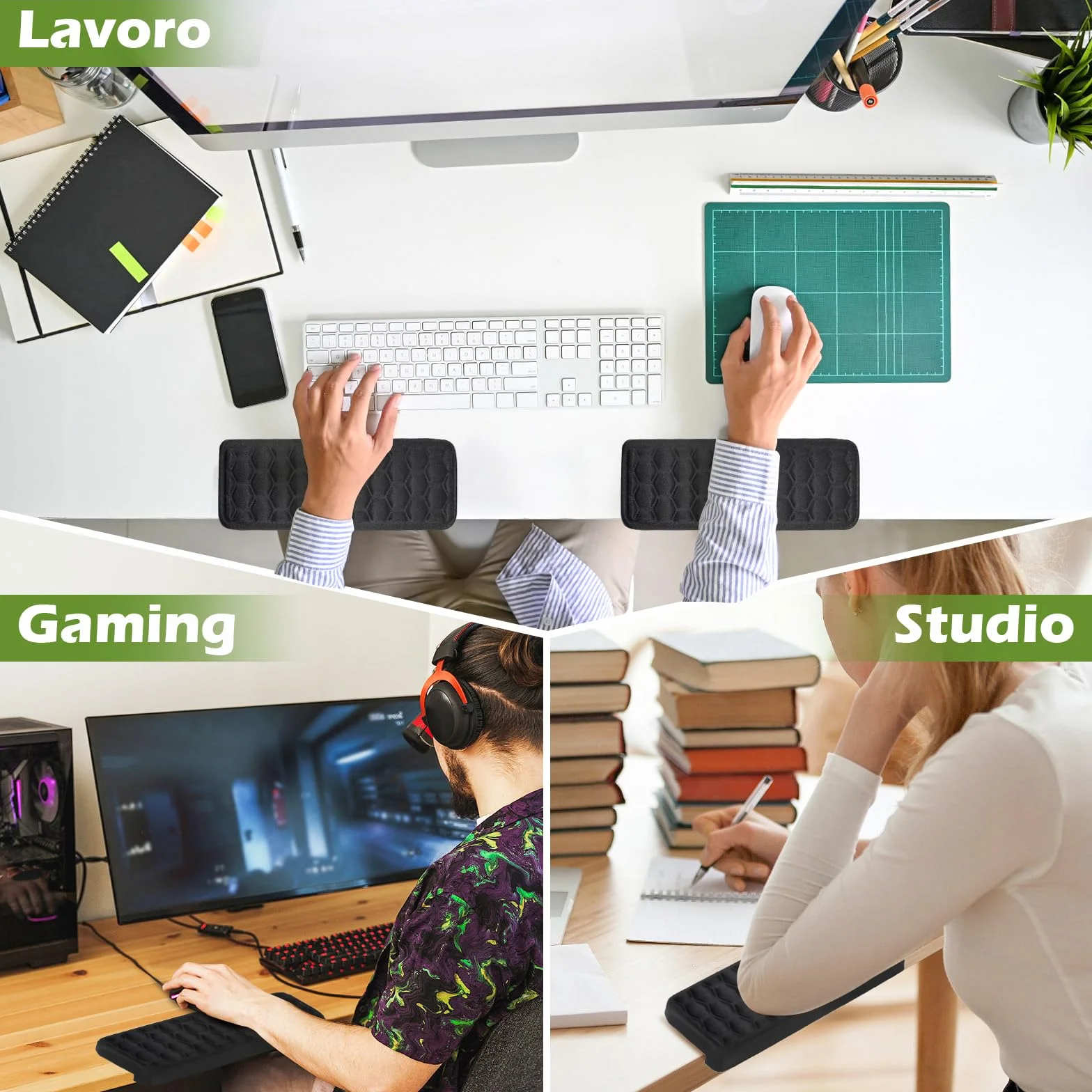Poggiagomiti da Scrivania a Forma L 30x10.5cm Memory Foam Supporto Gomiti Ergonomico