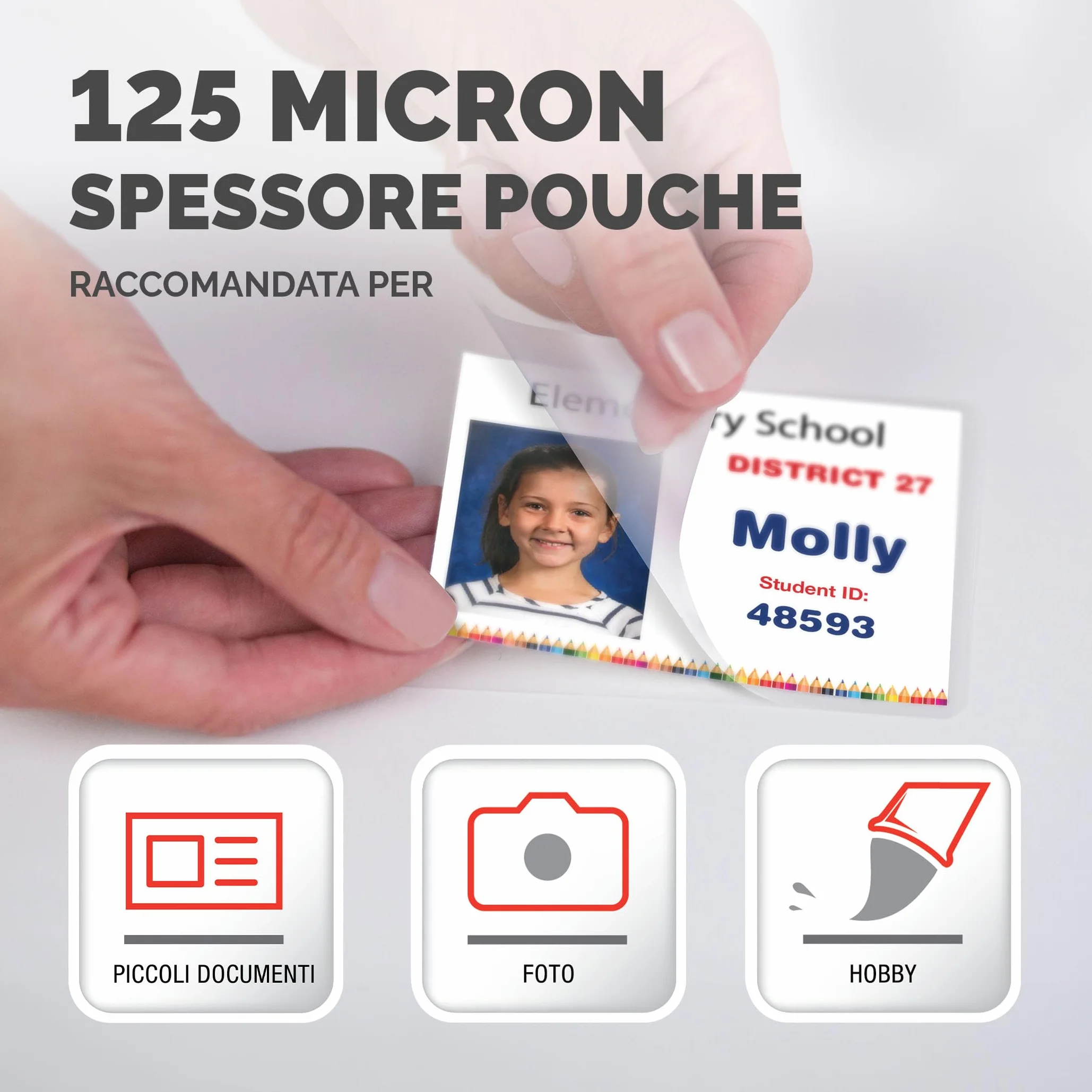 Fellowes Pouches per plastificazione 65x95mm 250 micron 100 pezzi lucida