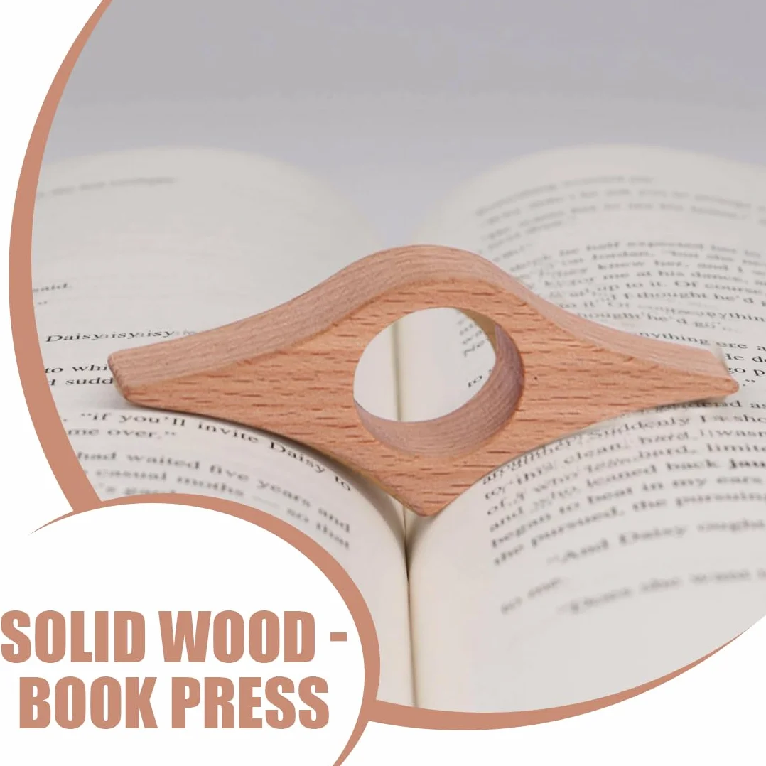 Ferma-pagine in Legno Massello con Anello, Accessorio per Lettura per Bambini e Adulti
