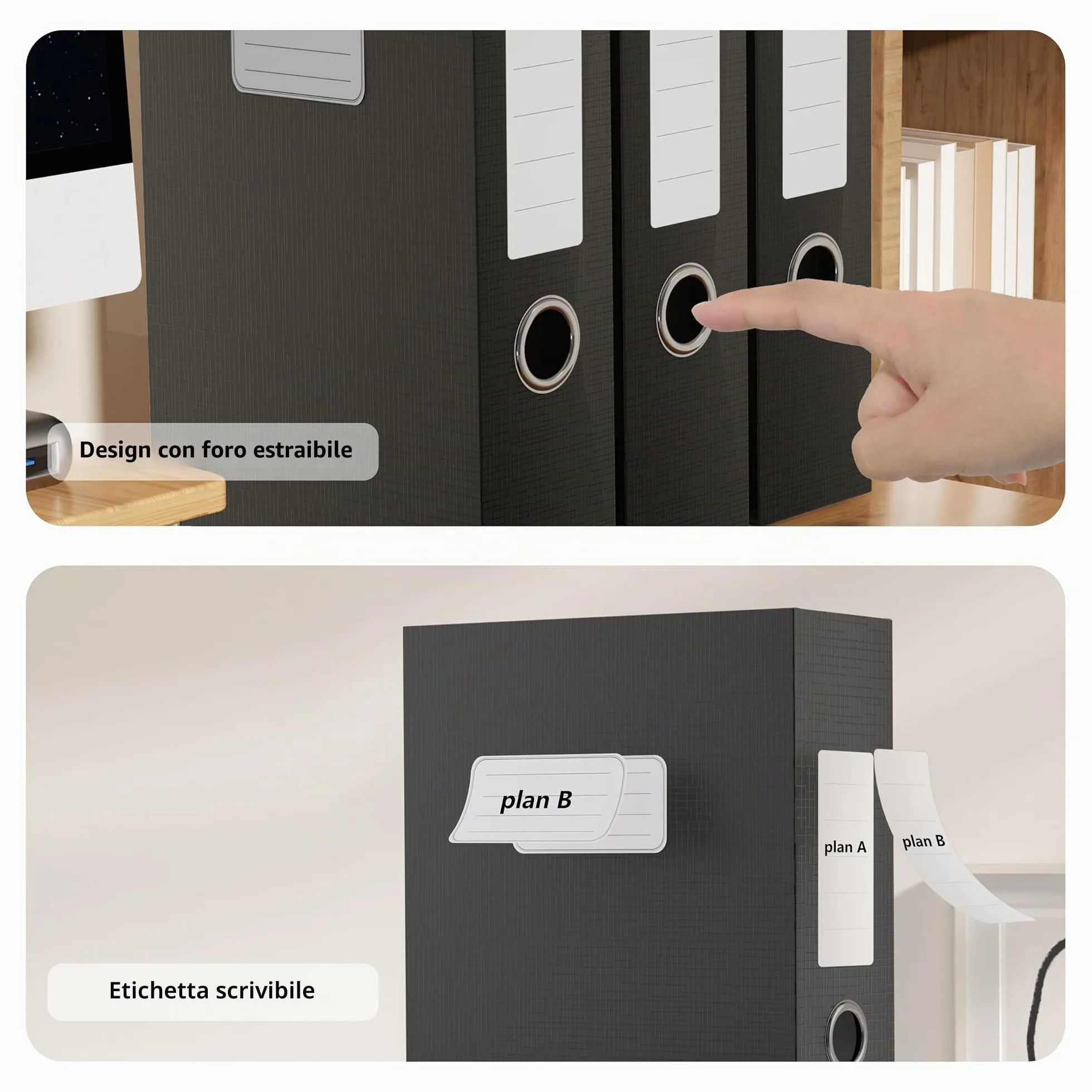 JiaWei Confezione da 3 Pezzi Scatola archivio da con Coperchio Magnetico,Dorso da 80 mm,In Cartoncino Extra Resistente da 1800 g/m²,Etichette con Scomparto Per il Nome DIN A4,32×24×8cm- Noir