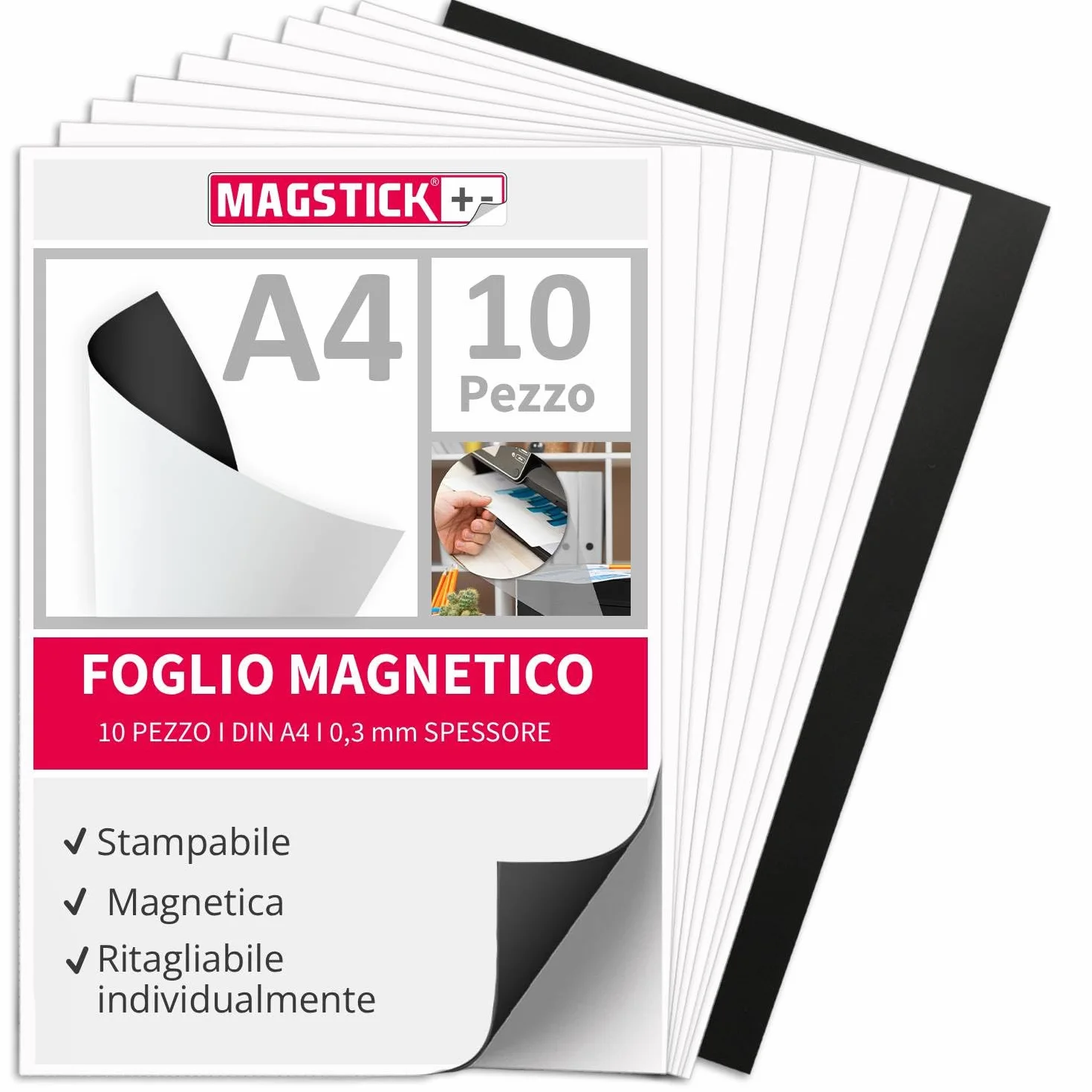 Set 10 carte magnetiche bianco DIN A4 retro magnetico stampabile getto d'inchiostro mag220
