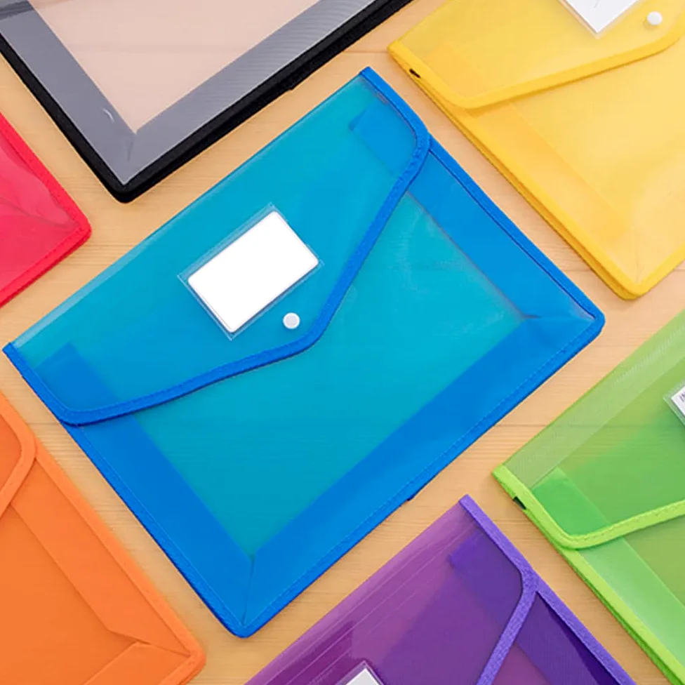 7 Pcs Cartelle Portadocumenti in Plastica con Bottone a Scatto, 36,5 * 28 cm, Impermeabile Trasparente Portafogli per Ufficio Scolastico