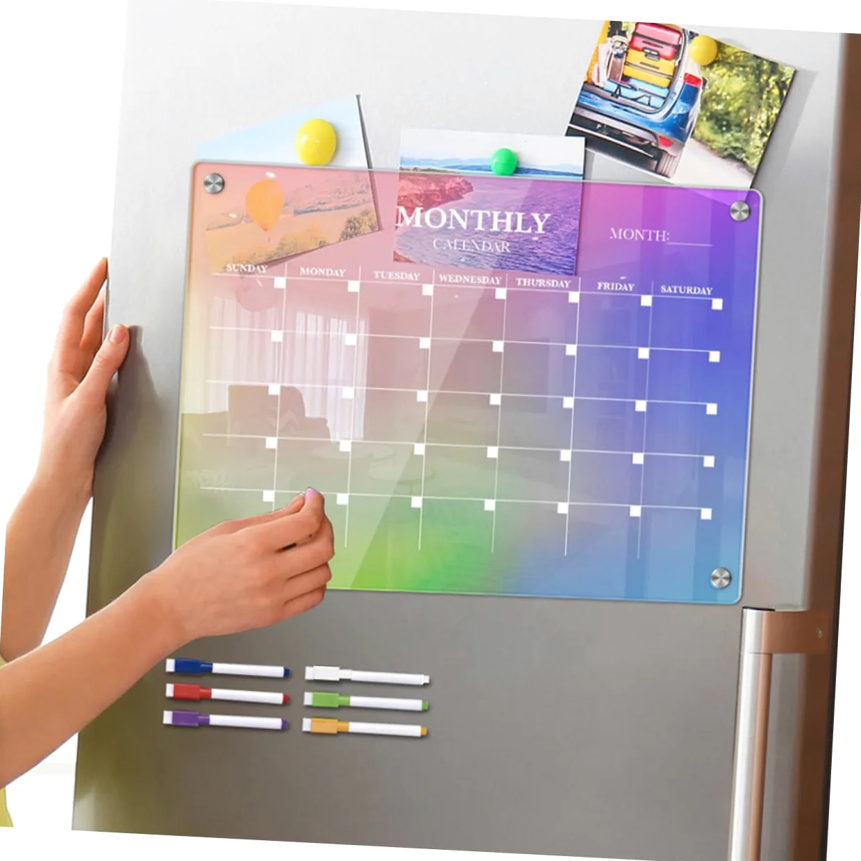 OSALADI Calendario Mensile Cancellabile Secco Per Frigorifero Magnetico Lavagna Bianca Mensile in Planner Per Pianificazione Dei Pasti