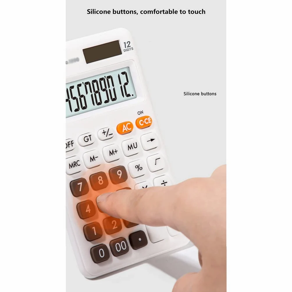 calcolatrice, Calcolatrice portatile a 12 cifre alimentata ad energia solare for studenti e uso aziendale - Display elettronico a doppia alimentazione