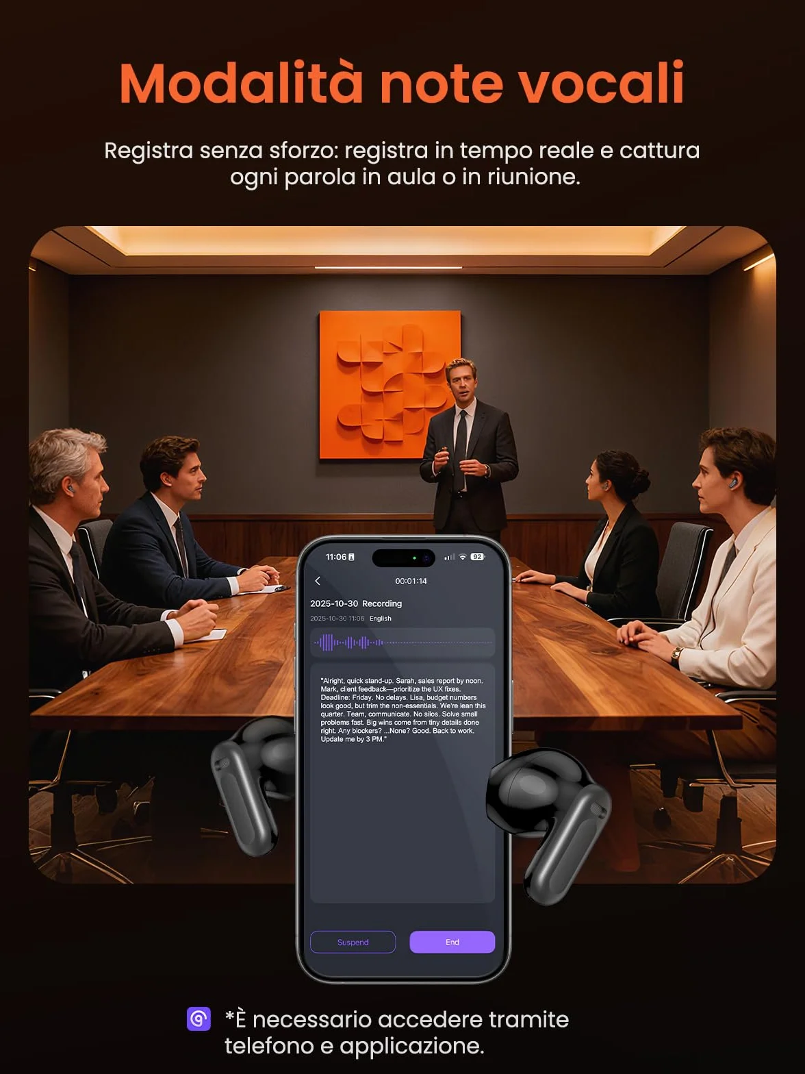NE20 Auricolari Bluetooth Traduttori – Traduzione in Tempo Reale di 165 Lingue, Assistente IA, Suono Hi‑Fi, Schermo Tattile LCD, Batteria 60h, per Viaggi/Riunioni (Compatibile iOS/Android)