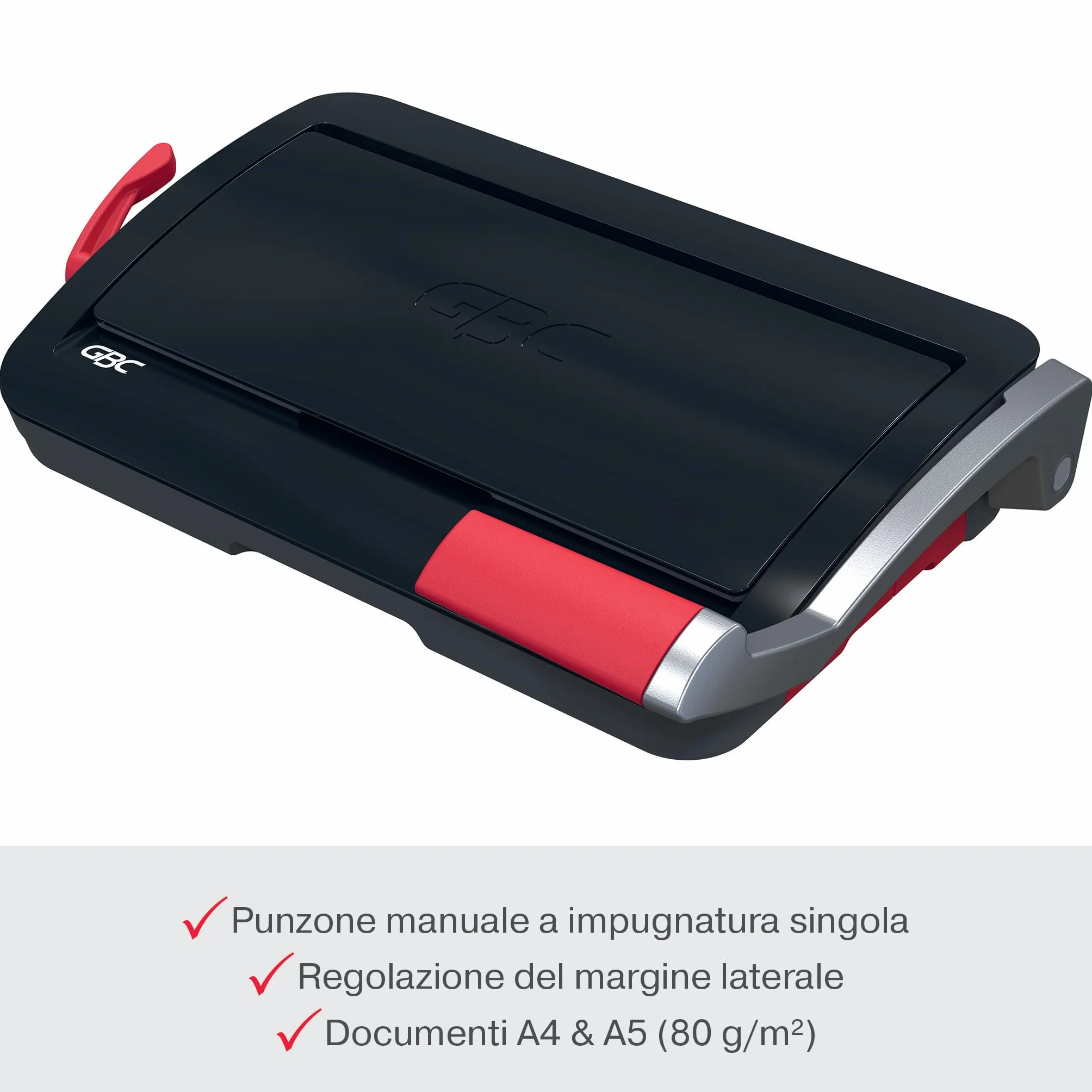 GBC CombBind CB12 Rilegatrice Manuale - Rilega 165 fogli A5/A4, design compatto e leggero, perfora 12 fogli, nero/argento, 4410060