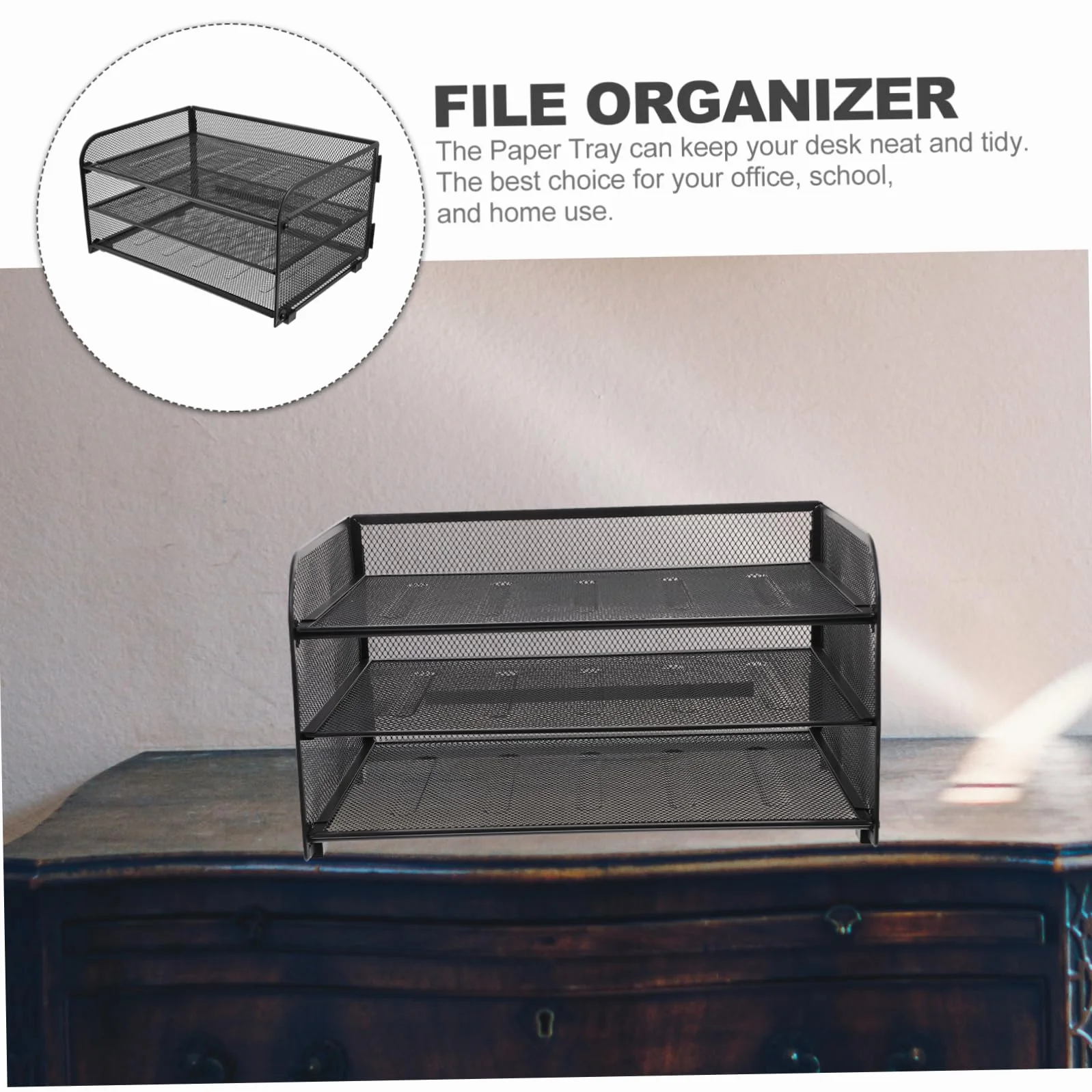 Gatuida Porta Documenti da Scrivania a 3 Livelli in Metallo Nero | Organizer Documenti Rimovibile, Capienza Ampia per Fogli e Lettere, Design Moderno Salvaspazio